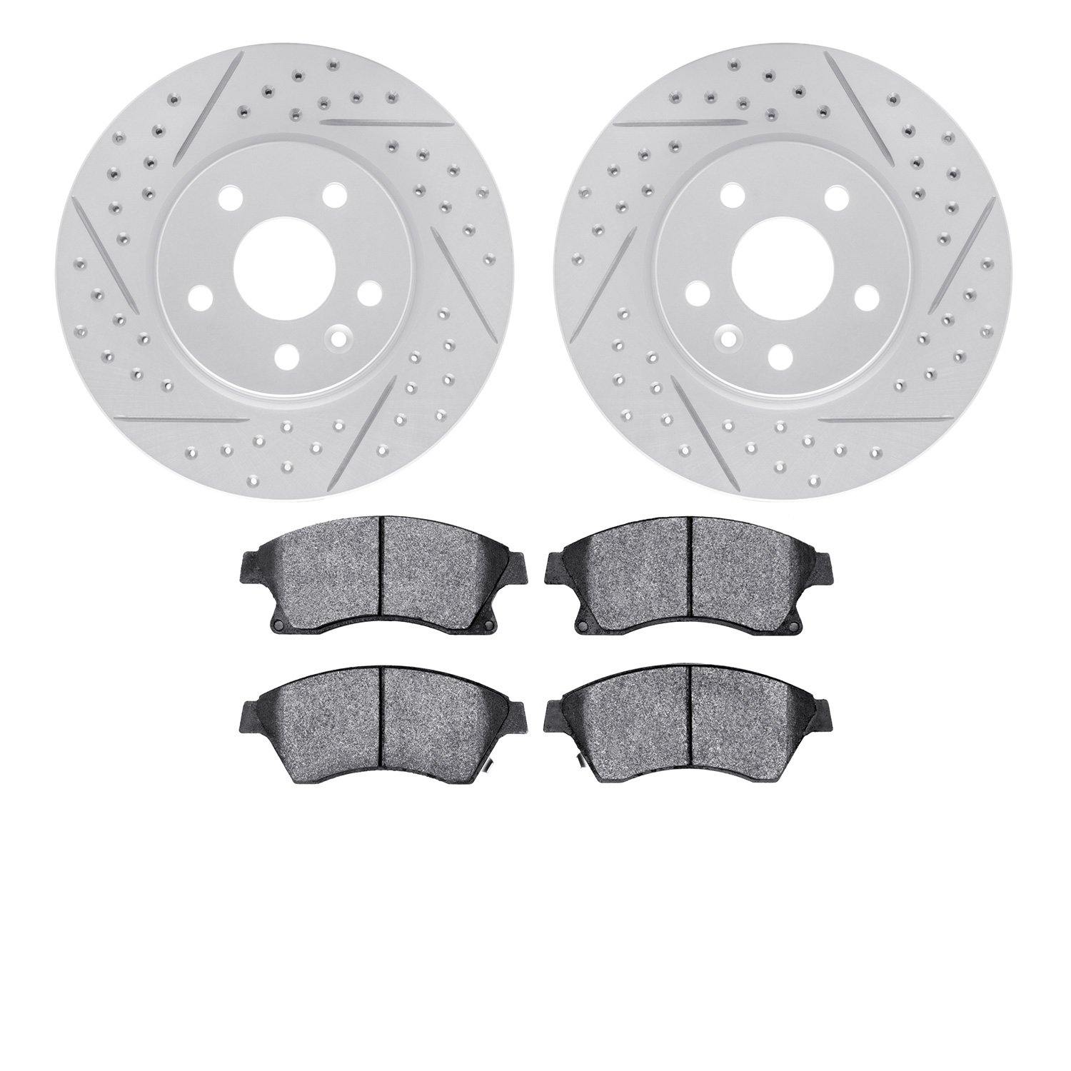 2502-47031 Geoperformance Drilled/Slotted Rotors w/5000 Advanced Brake Pads Kit, 2011-2017 GM, Position: Front