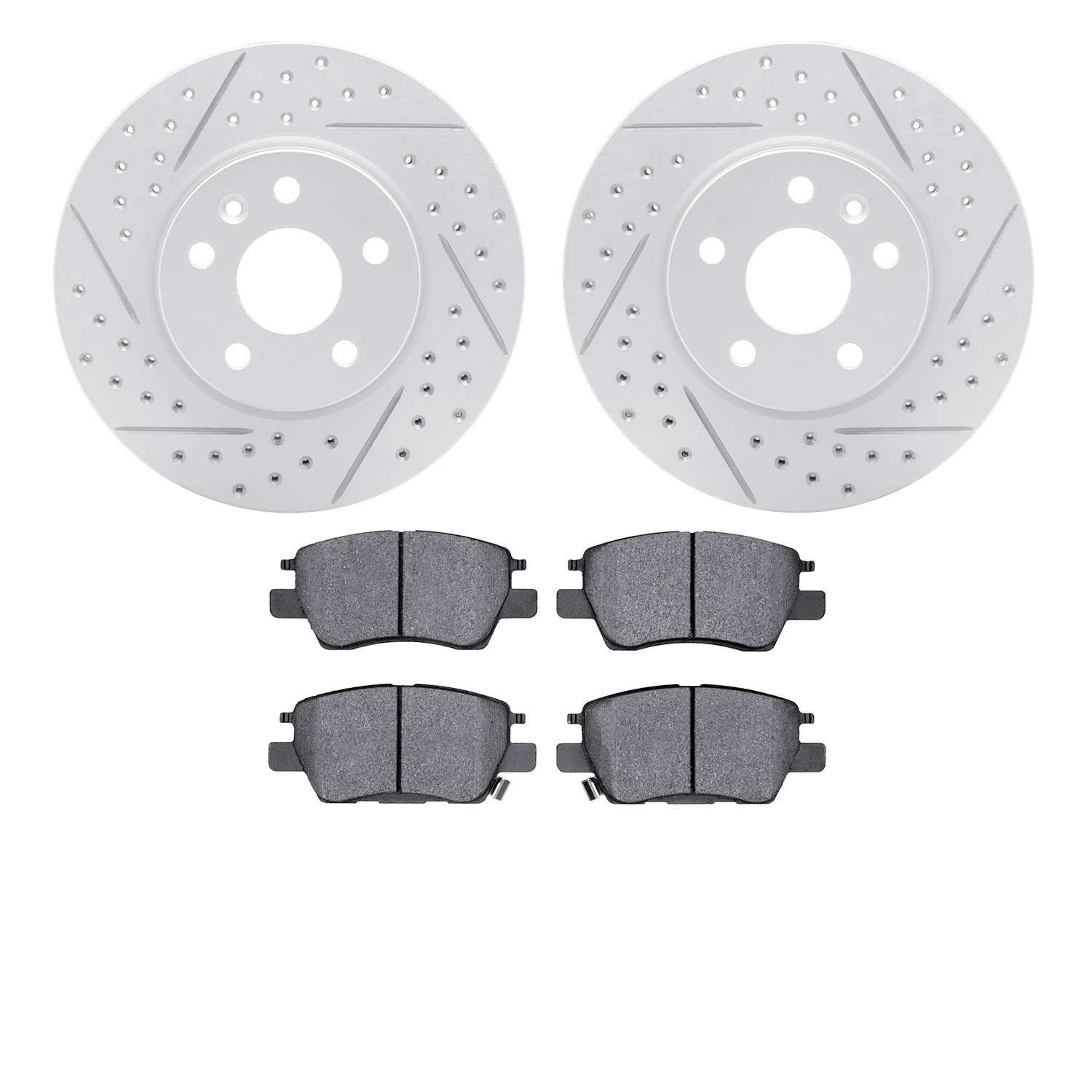 2502-47032 Geoperformance Drilled/Slotted Rotors w/5000 Advanced Brake Pads Kit, Fits Select GM, Position: Front