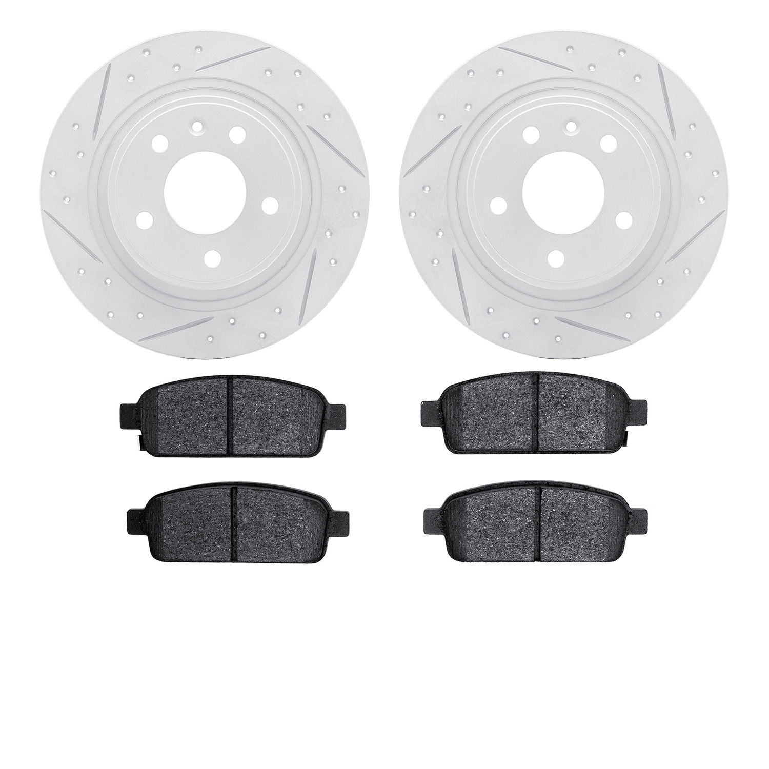 2502-47033 Geoperformance Drilled/Slotted Rotors w/5000 Advanced Brake Pads Kit, 2011-2019 GM, Position: Rear