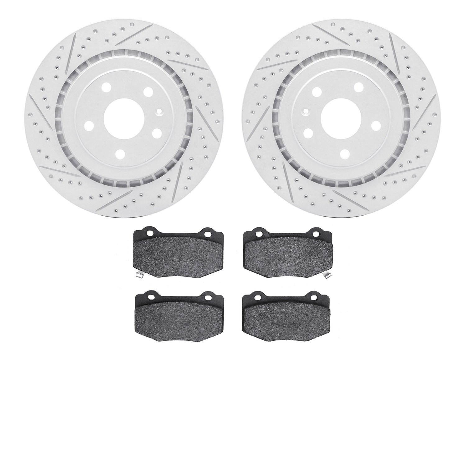 2502-47052 Geoperformance Drilled/Slotted Rotors w/5000 Advanced Brake Pads Kit, Fits Select GM, Position: Rear