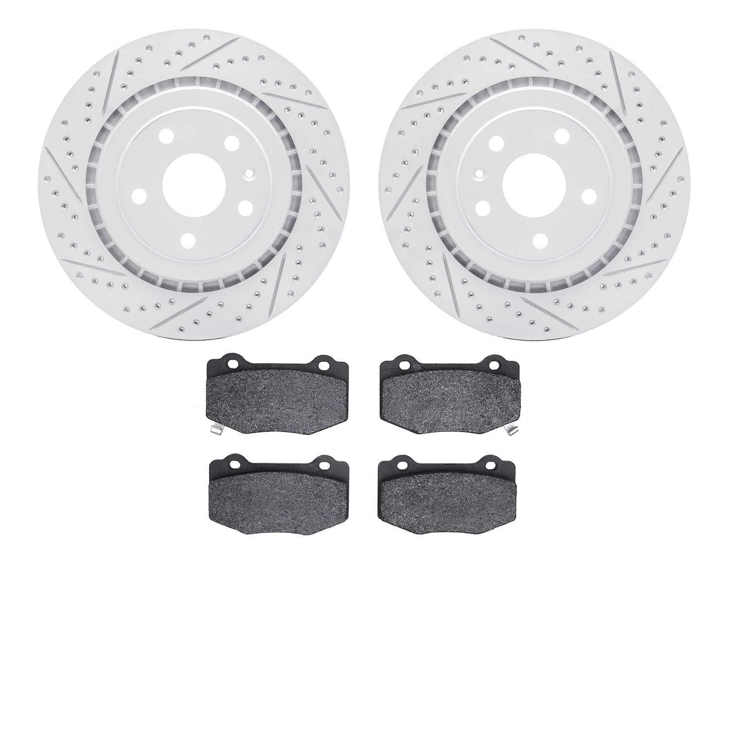 2502-47053 Geoperformance Drilled/Slotted Rotors w/5000 Advanced Brake Pads Kit, Fits Select GM, Position: Rear