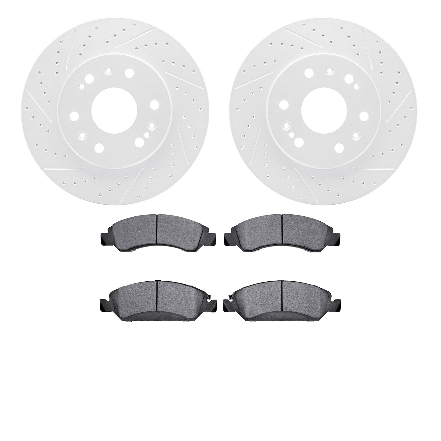 2502-48031 Geoperformance Drilled/Slotted Rotors w/5000 Advanced Brake Pads Kit, 2005-2020 GM, Position: Front