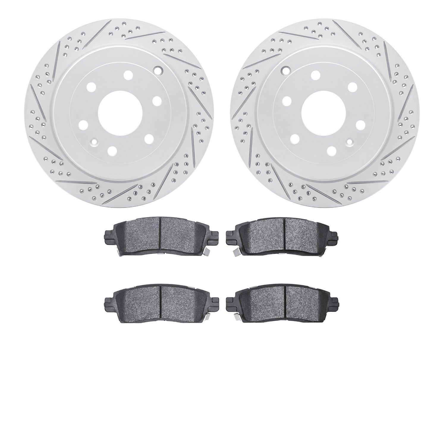 2502-48049 Geoperformance Drilled/Slotted Rotors w/5000 Advanced Brake Pads Kit, 2007-2010 GM, Position: Rear