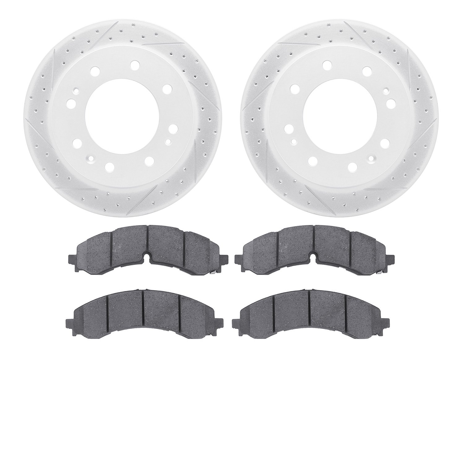 2502-48051 Geoperformance Drilled/Slotted Rotors w/5000 Advanced Brake Pads Kit, Fits Select GM, Position: Front
