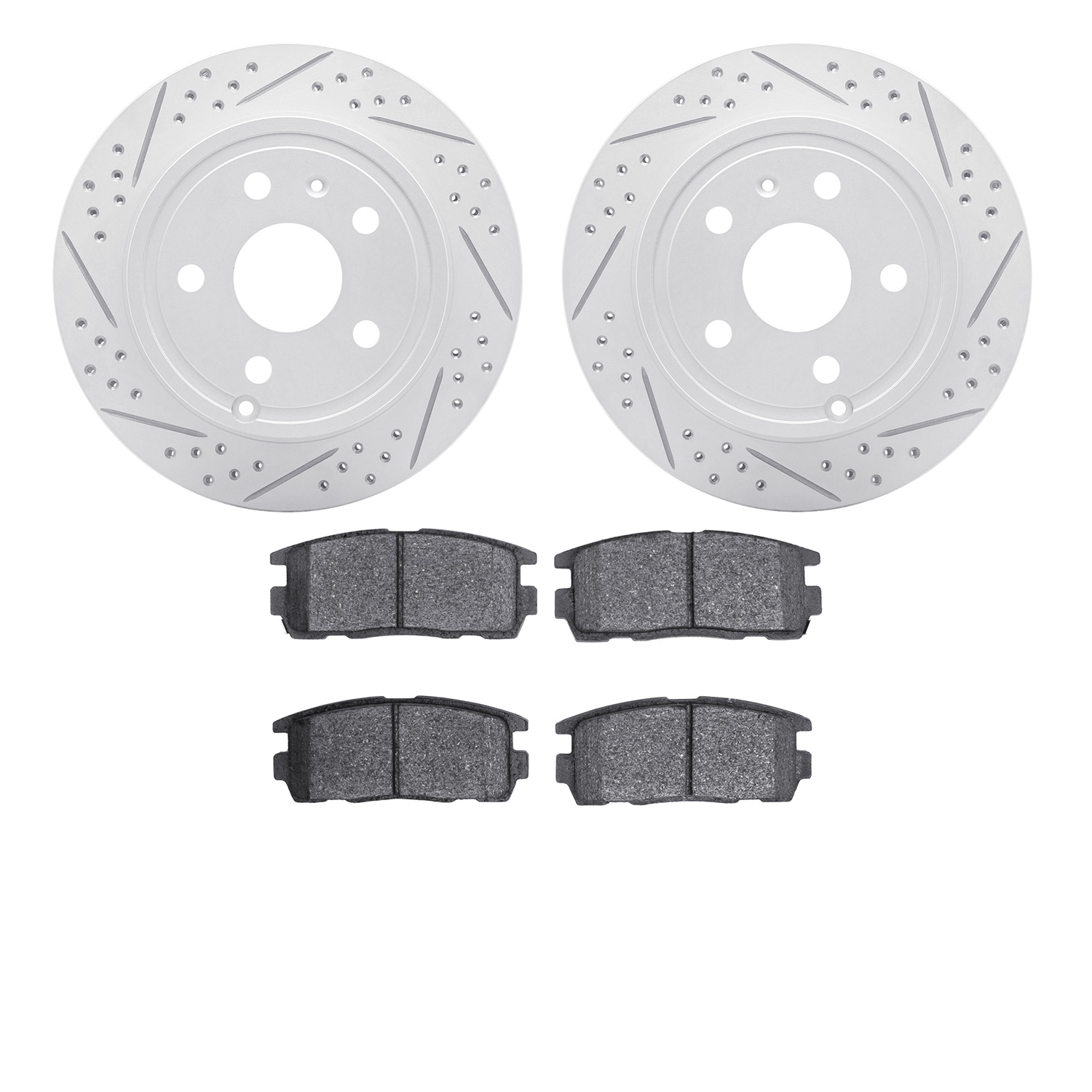 2502-48064 Geoperformance Drilled/Slotted Rotors w/5000 Advanced Brake Pads Kit, 2010-2017 GM, Position: Rear