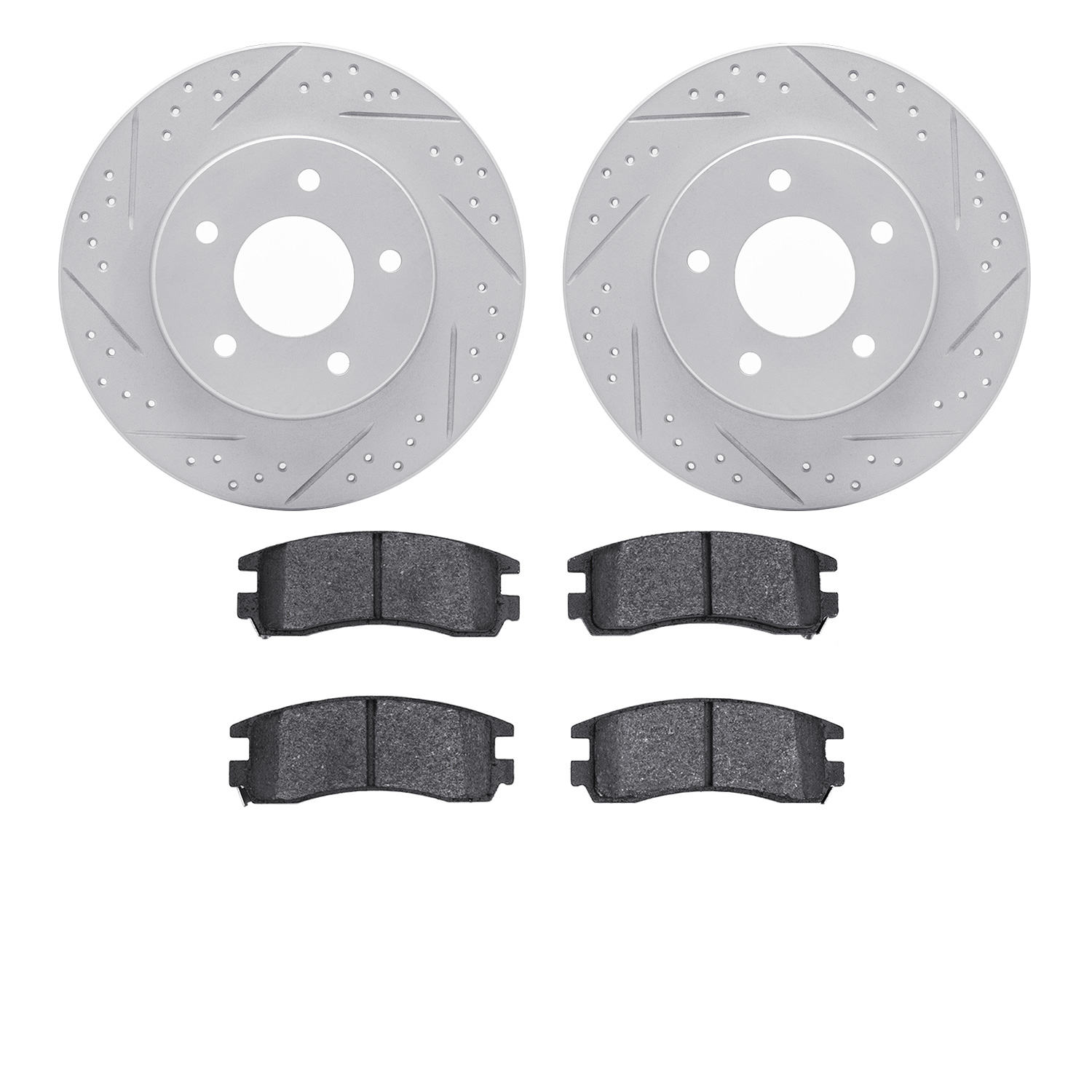 2502-52001 Geoperformance Drilled/Slotted Rotors w/5000 Advanced Brake Pads Kit, 1992-1998 GM, Position: Rear