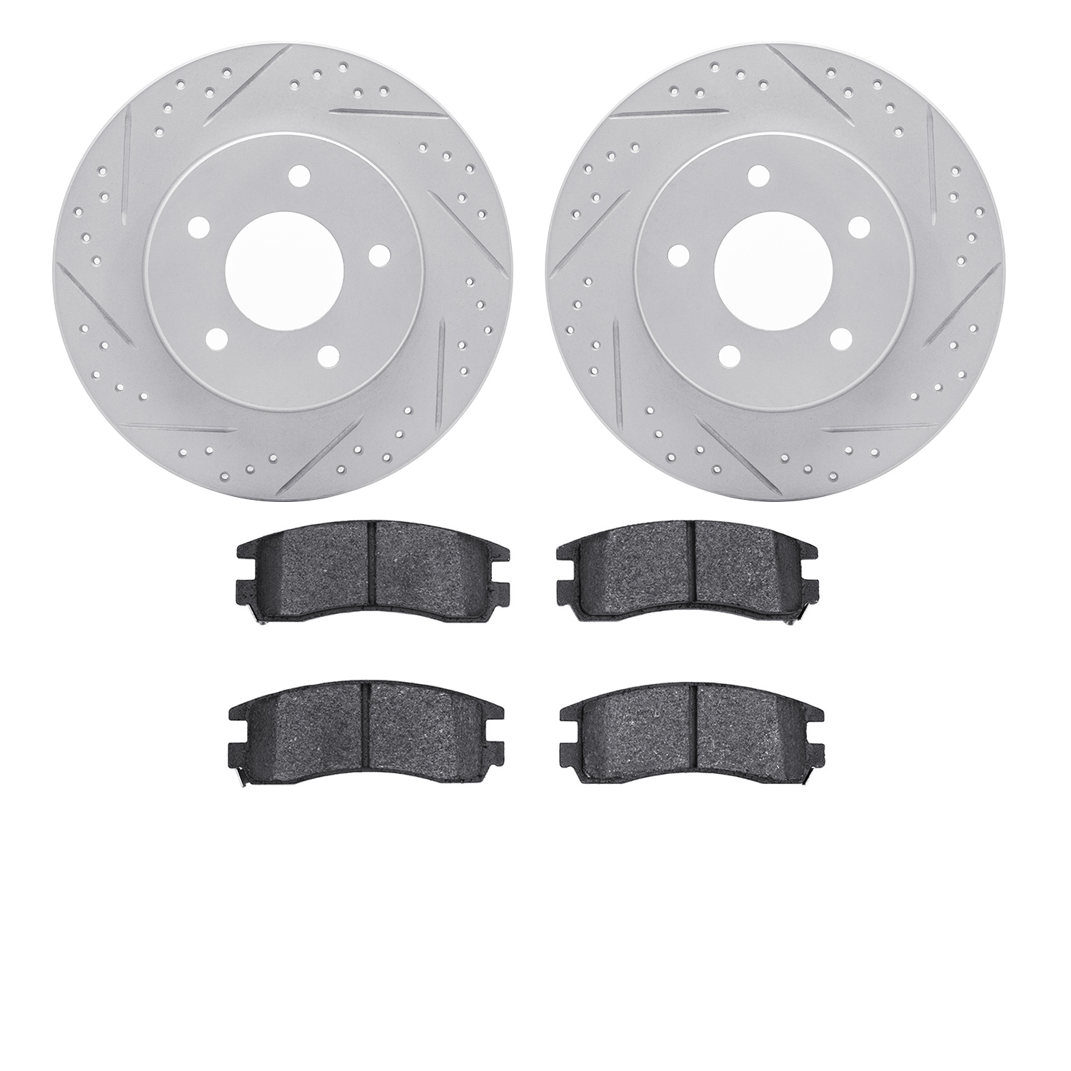 2502-52002 Geoperformance Drilled/Slotted Rotors w/5000 Advanced Brake Pads Kit, 1997-2005 GM, Position: Rear
