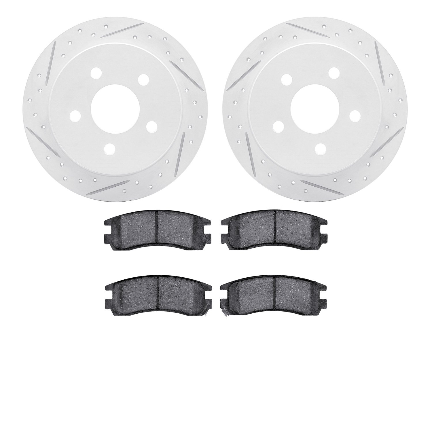 2502-52005 Geoperformance Drilled/Slotted Rotors w/5000 Advanced Brake Pads Kit, 1997-2005 GM, Position: Rear