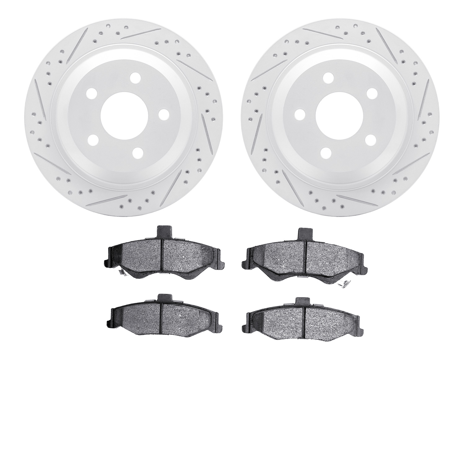 2502-52006 Geoperformance Drilled/Slotted Rotors w/5000 Advanced Brake Pads Kit, 1998-2002 GM, Position: Rear