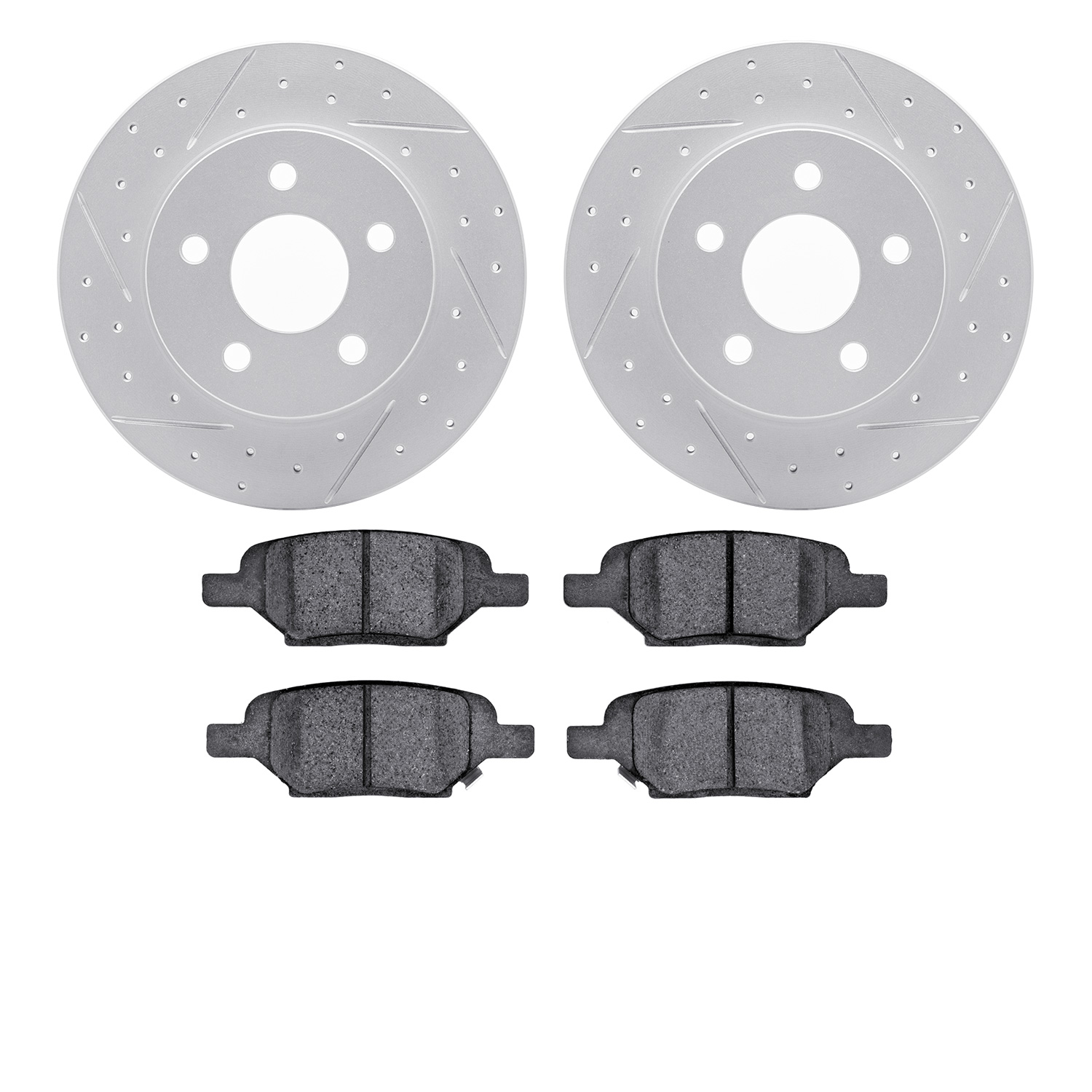 2502-53005 Geoperformance Drilled/Slotted Rotors w/5000 Advanced Brake Pads Kit, 2004-2012 GM, Position: Rear