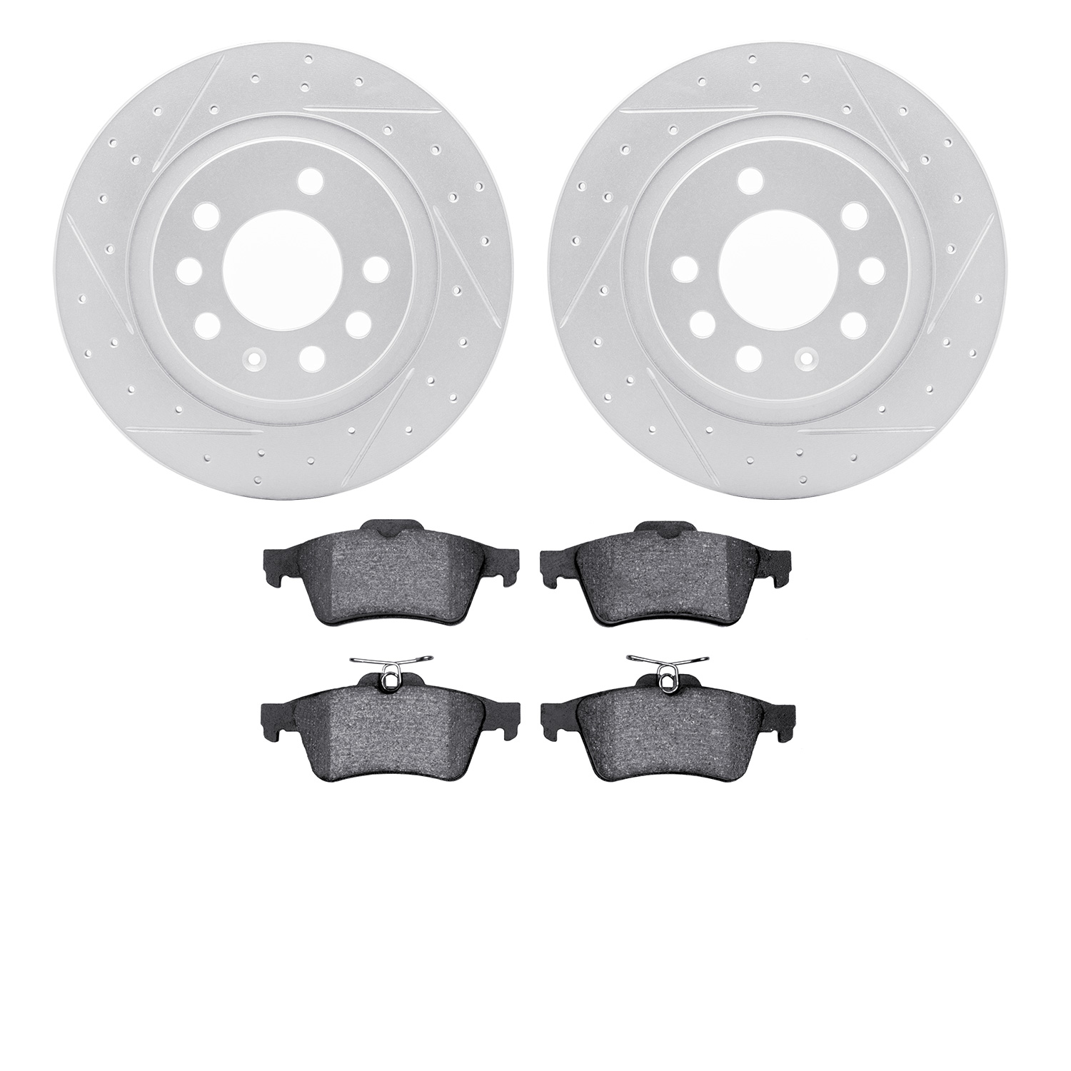 2502-53008 Geoperformance Drilled/Slotted Rotors w/5000 Advanced Brake Pads Kit, 2006-2010 GM, Position: Rear
