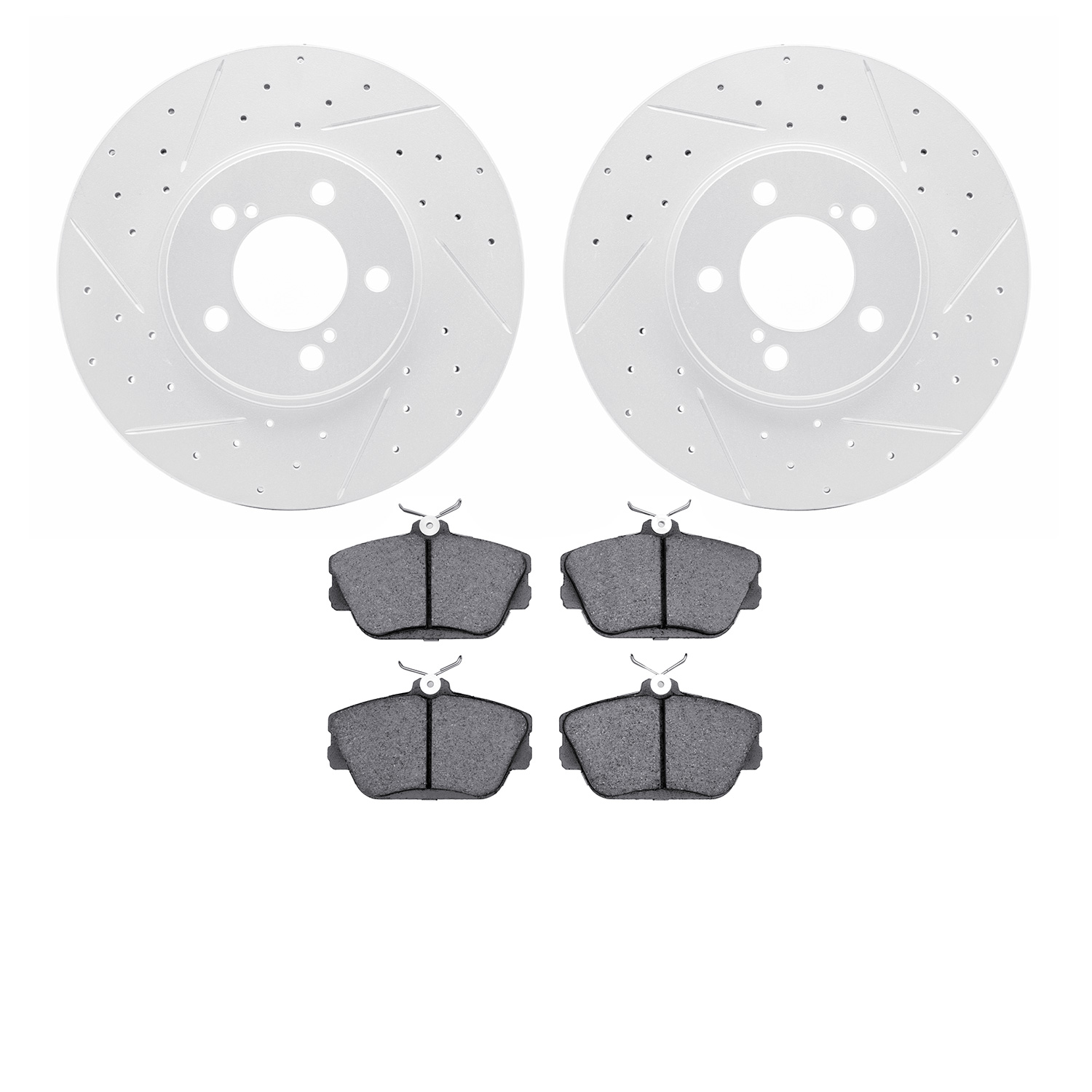 2502-54016 Geoperformance Drilled/Slotted Rotors w/5000 Advanced Brake Pads Kit, 1996-2007 Ford/Lincoln/Mercury/Mazda, Position: