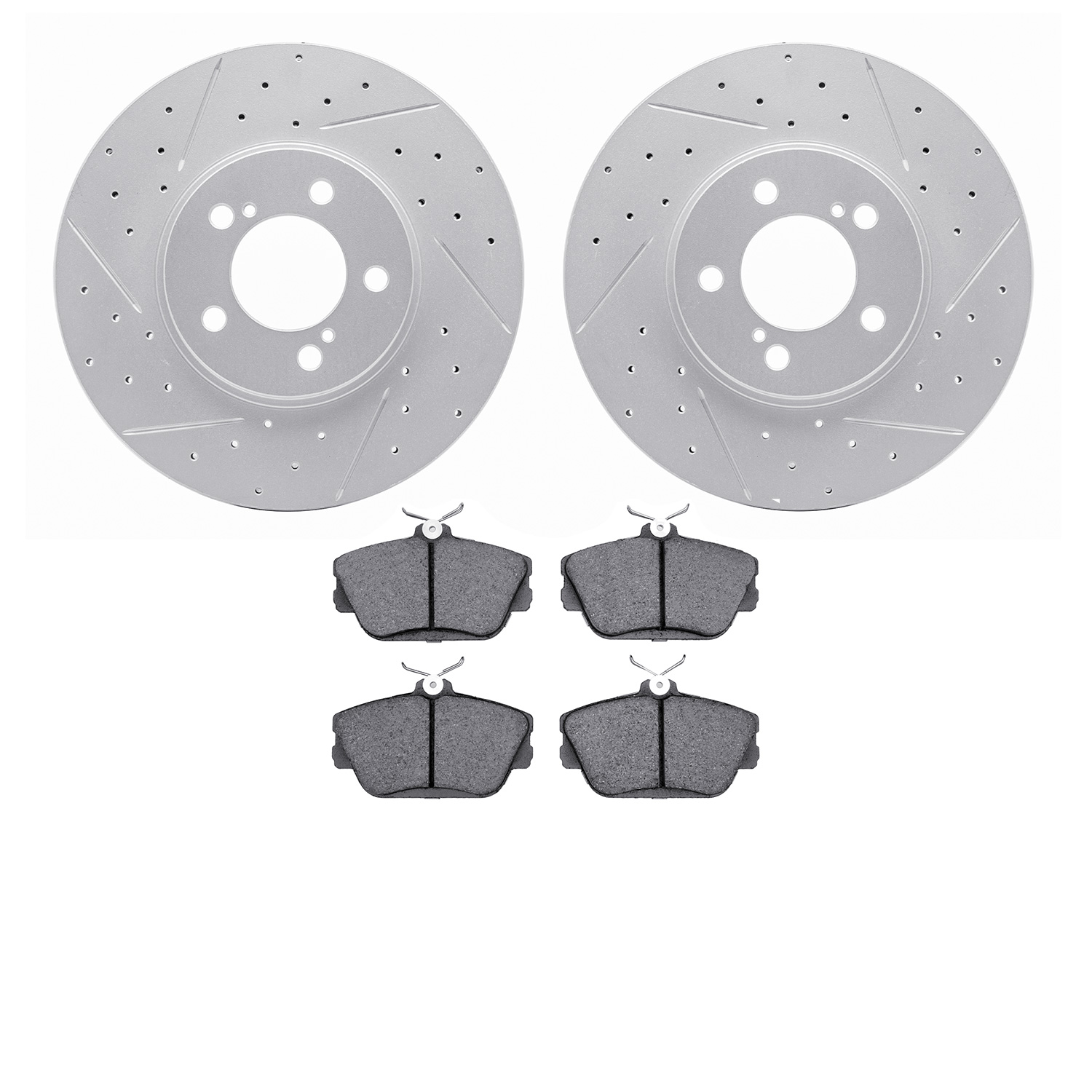 2502-54018 Geoperformance Drilled/Slotted Rotors w/5000 Advanced Brake Pads Kit, 1995-2002 Ford/Lincoln/Mercury/Mazda, Position: