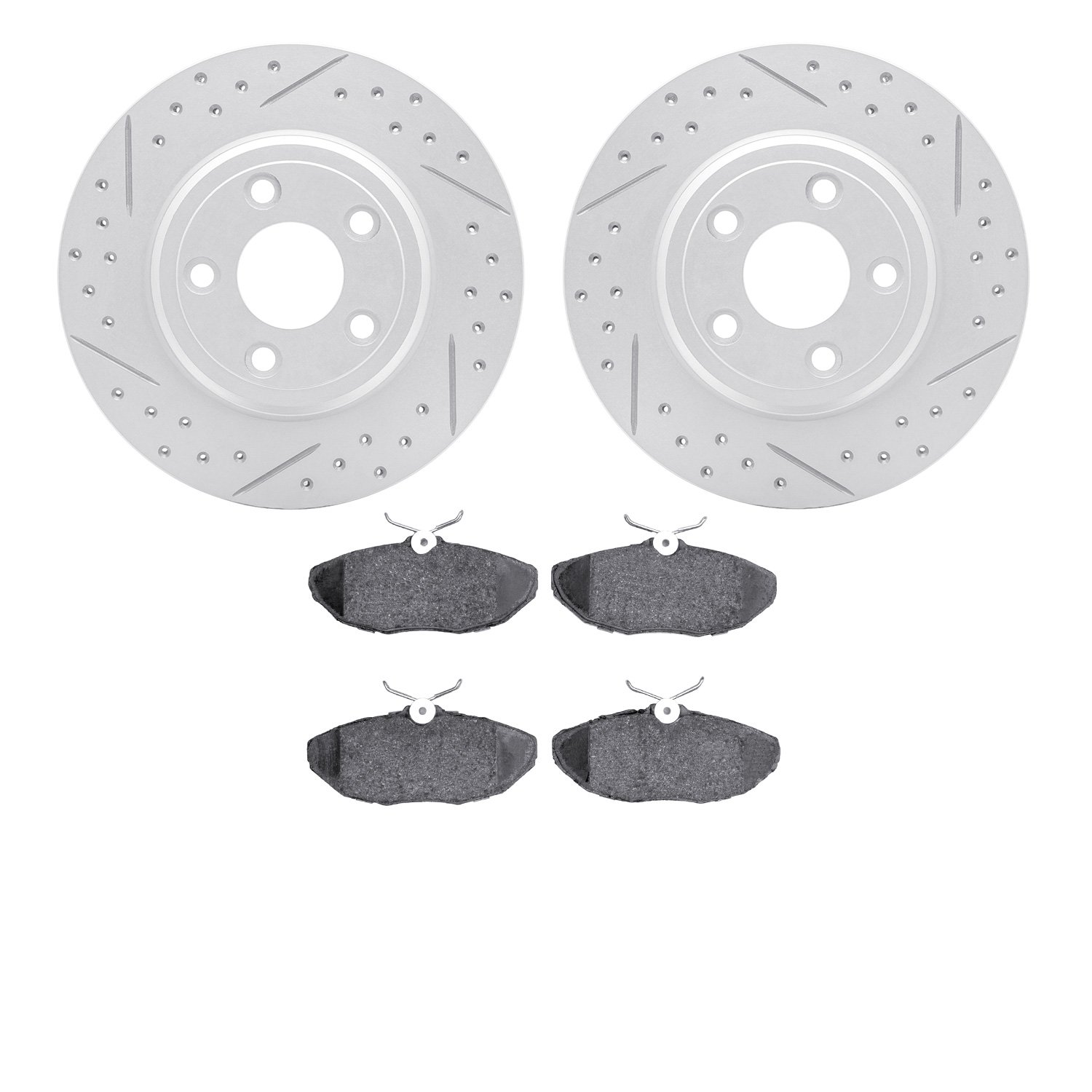 2502-54031 Geoperformance Drilled/Slotted Rotors w/5000 Advanced Brake Pads Kit, 2000-2006 Ford/Lincoln/Mercury/Mazda, Position: