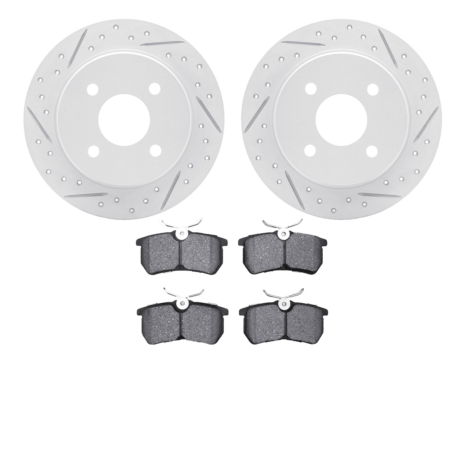 2502-54034 Geoperformance Drilled/Slotted Rotors w/5000 Advanced Brake Pads Kit, 2001-2019 Ford/Lincoln/Mercury/Mazda, Position: