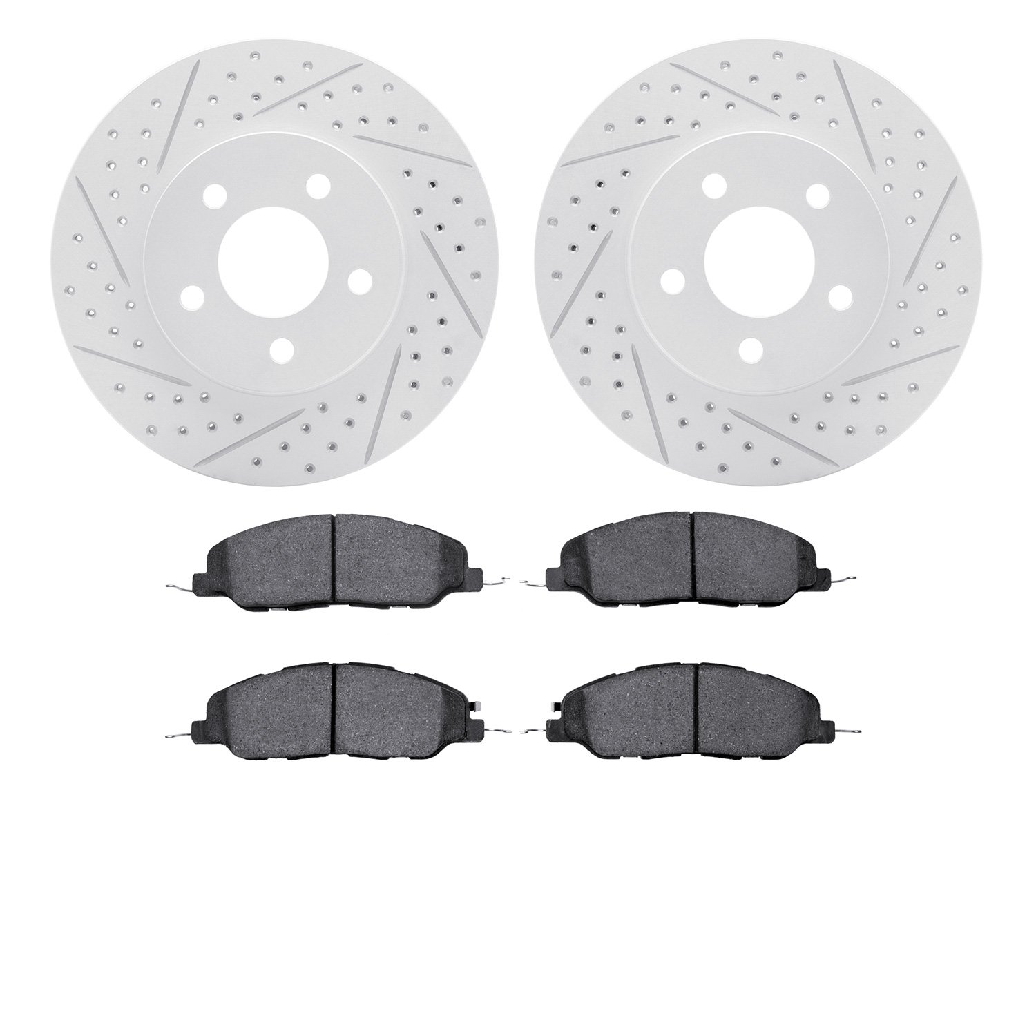2502-54042 Geoperformance Drilled/Slotted Rotors w/5000 Advanced Brake Pads Kit, 2005-2010 Ford/Lincoln/Mercury/Mazda, Position: