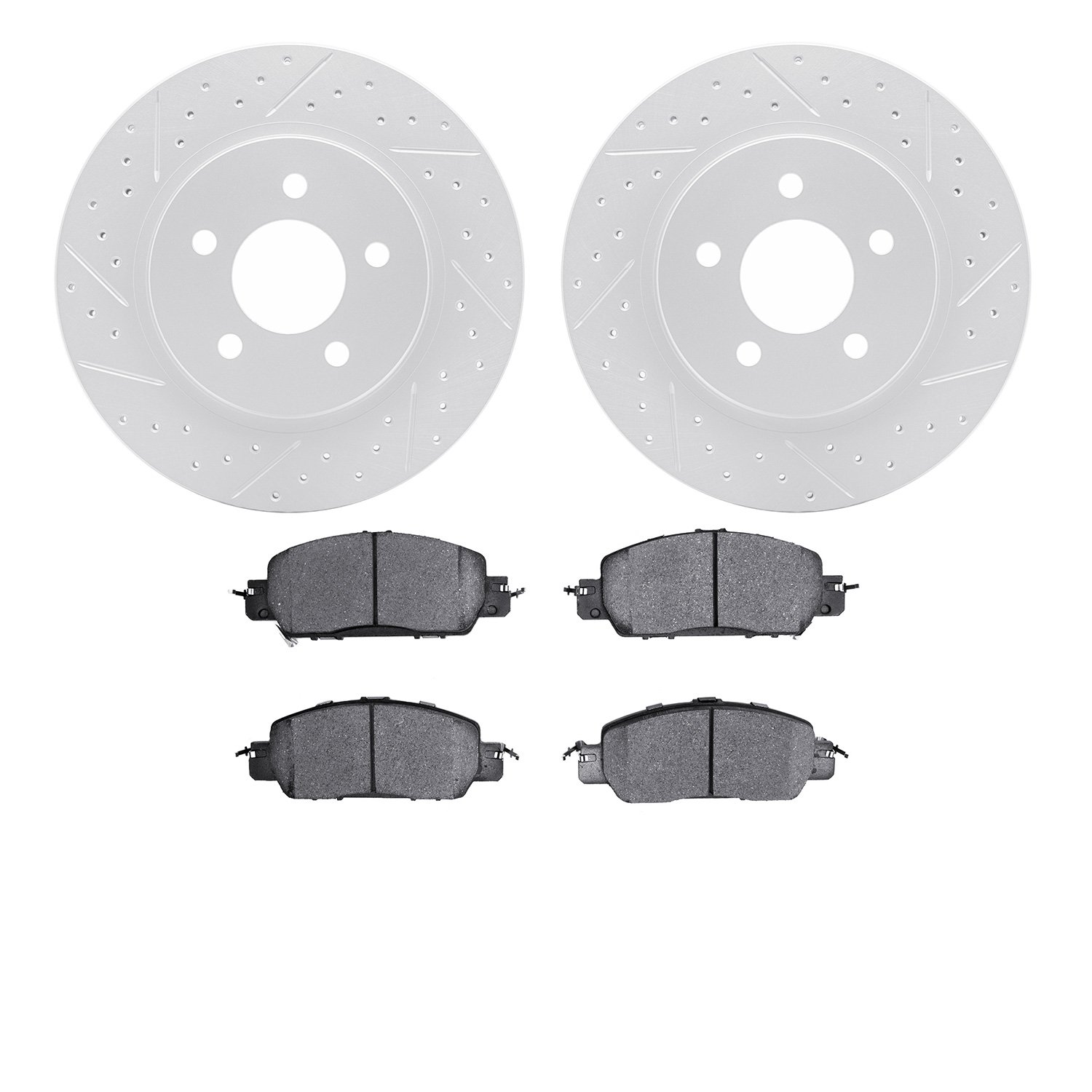 2502-54045 Geoperformance Drilled/Slotted Rotors w/5000 Advanced Brake Pads Kit, 2007-2014 Ford/Lincoln/Mercury/Mazda, Position: