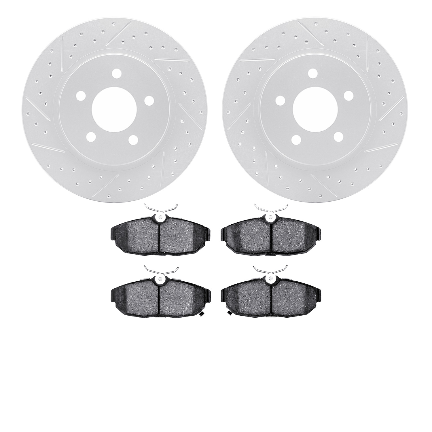 2502-54047 Geoperformance Drilled/Slotted Rotors w/5000 Advanced Brake Pads Kit, 2012-2014 Ford/Lincoln/Mercury/Mazda, Position: