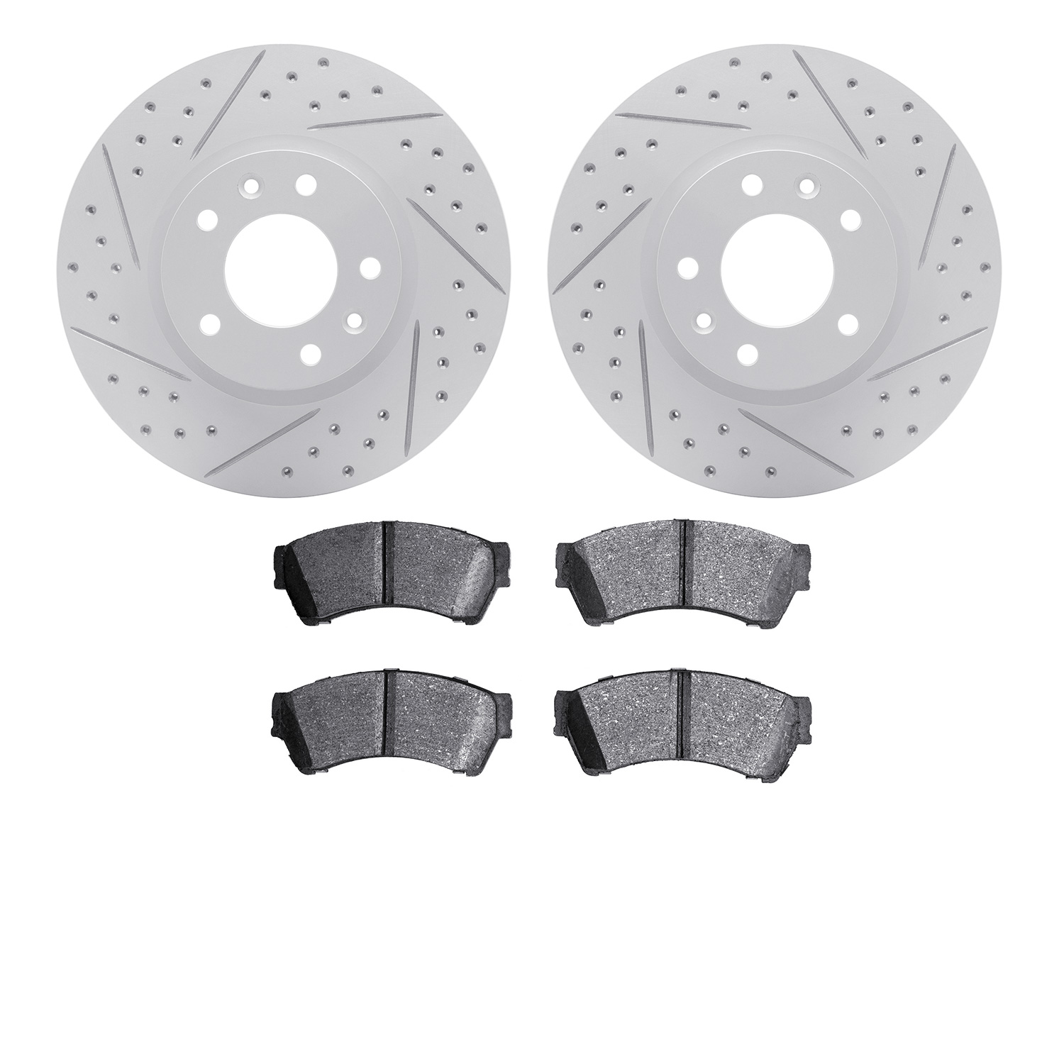 2502-54048 Geoperformance Drilled/Slotted Rotors w/5000 Advanced Brake Pads Kit, 2006-2012 Ford/Lincoln/Mercury/Mazda, Position: