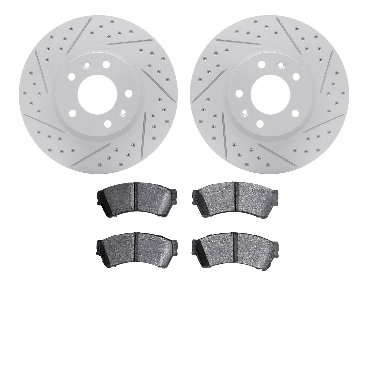 2502-54049 Geoperformance Drilled/Slotted Rotors w/5000 Advanced Brake Pads Kit, 2006-2013 Ford/Lincoln/Mercury/Mazda, Position: