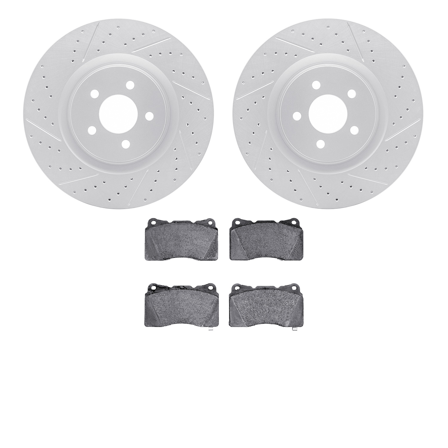 2502-54050 Geoperformance Drilled/Slotted Rotors w/5000 Advanced Brake Pads Kit, 2007-2011 Ford/Lincoln/Mercury/Mazda, Position: