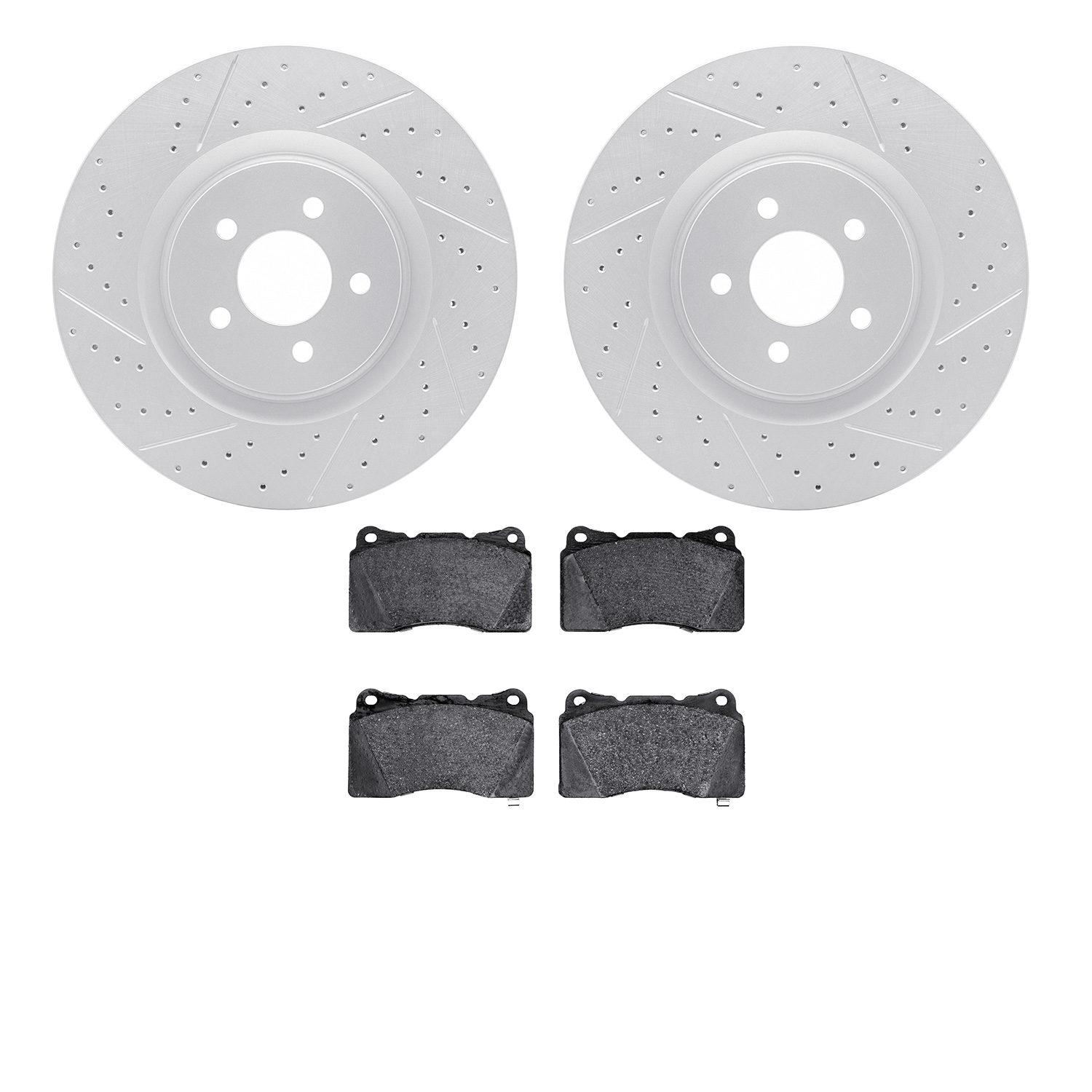 2502-54052 Geoperformance Drilled/Slotted Rotors w/5000 Advanced Brake Pads Kit, 2011-2014 Ford/Lincoln/Mercury/Mazda, Position: