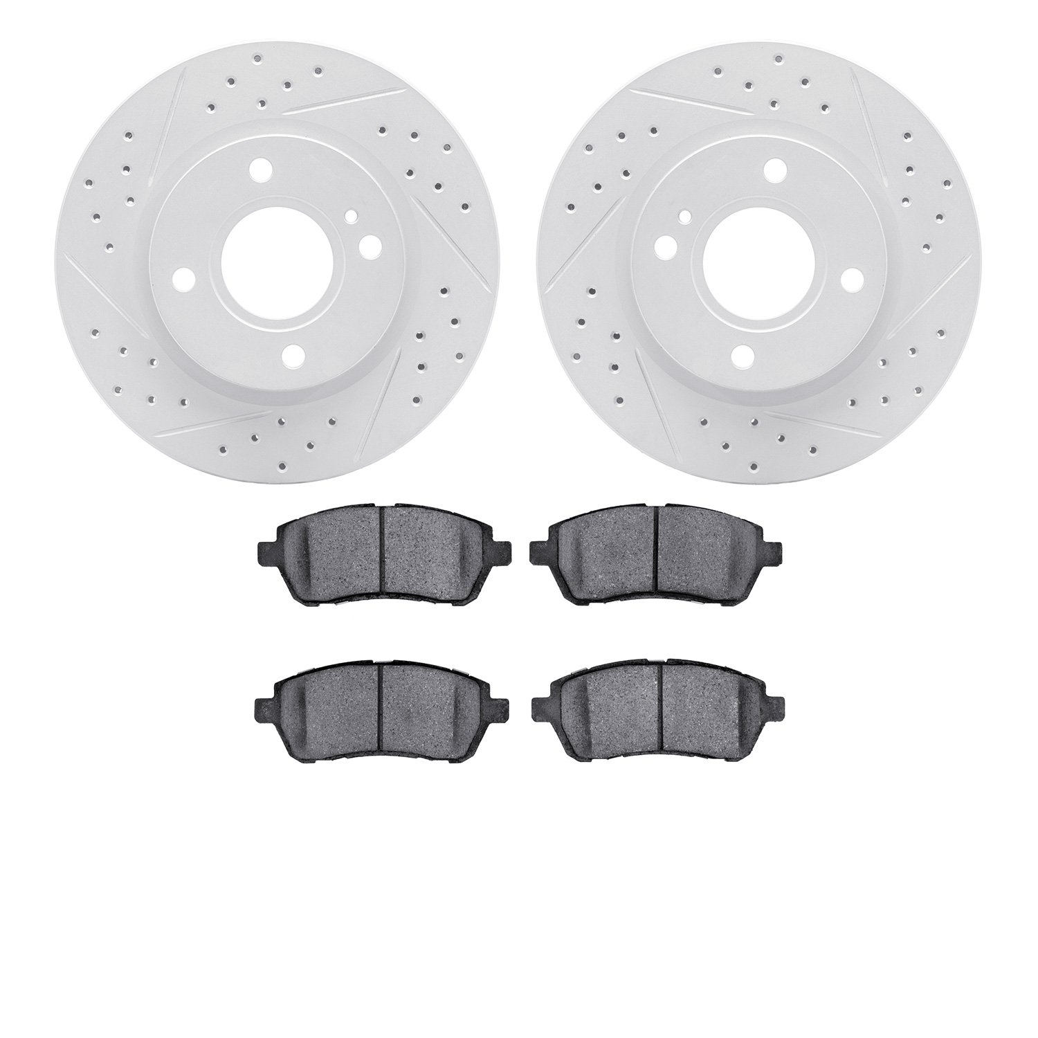 2502-54057 Geoperformance Drilled/Slotted Rotors w/5000 Advanced Brake Pads Kit, 2011-2019 Ford/Lincoln/Mercury/Mazda, Position: