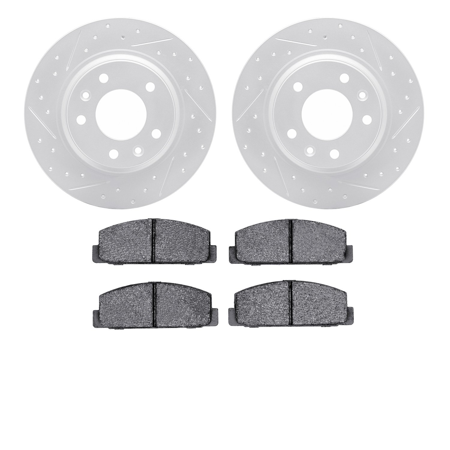 2502-54058 Geoperformance Drilled/Slotted Rotors w/5000 Advanced Brake Pads Kit, 2003-2005 Ford/Lincoln/Mercury/Mazda, Position: