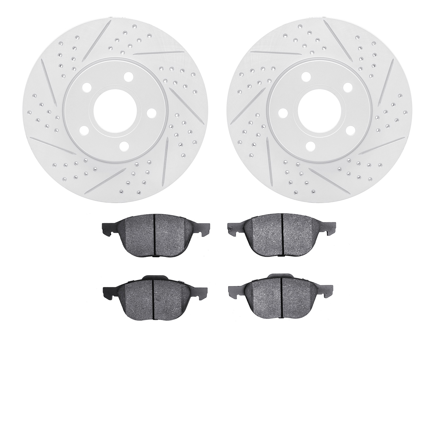 2502-54068 Geoperformance Drilled/Slotted Rotors w/5000 Advanced Brake Pads Kit, 2012-2018 Multiple Makes/Models, Position: Fron