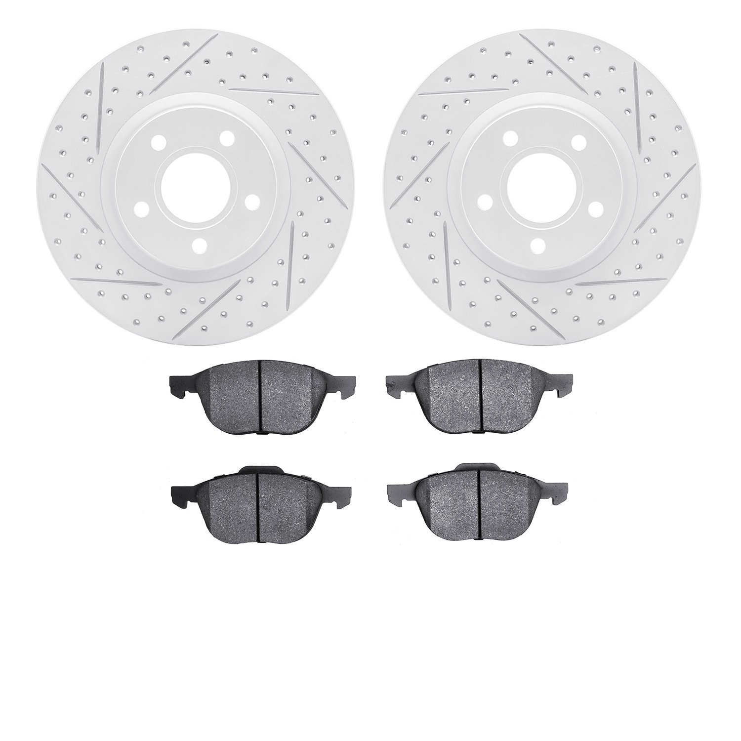 2502-54071 Geoperformance Drilled/Slotted Rotors w/5000 Advanced Brake Pads Kit, 2013-2019 Ford/Lincoln/Mercury/Mazda, Position: