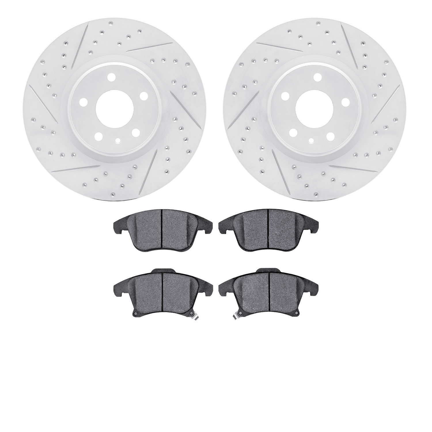 2502-54074 Geoperformance Drilled/Slotted Rotors w/5000 Advanced Brake Pads Kit, 2013-2020 Ford/Lincoln/Mercury/Mazda, Position: