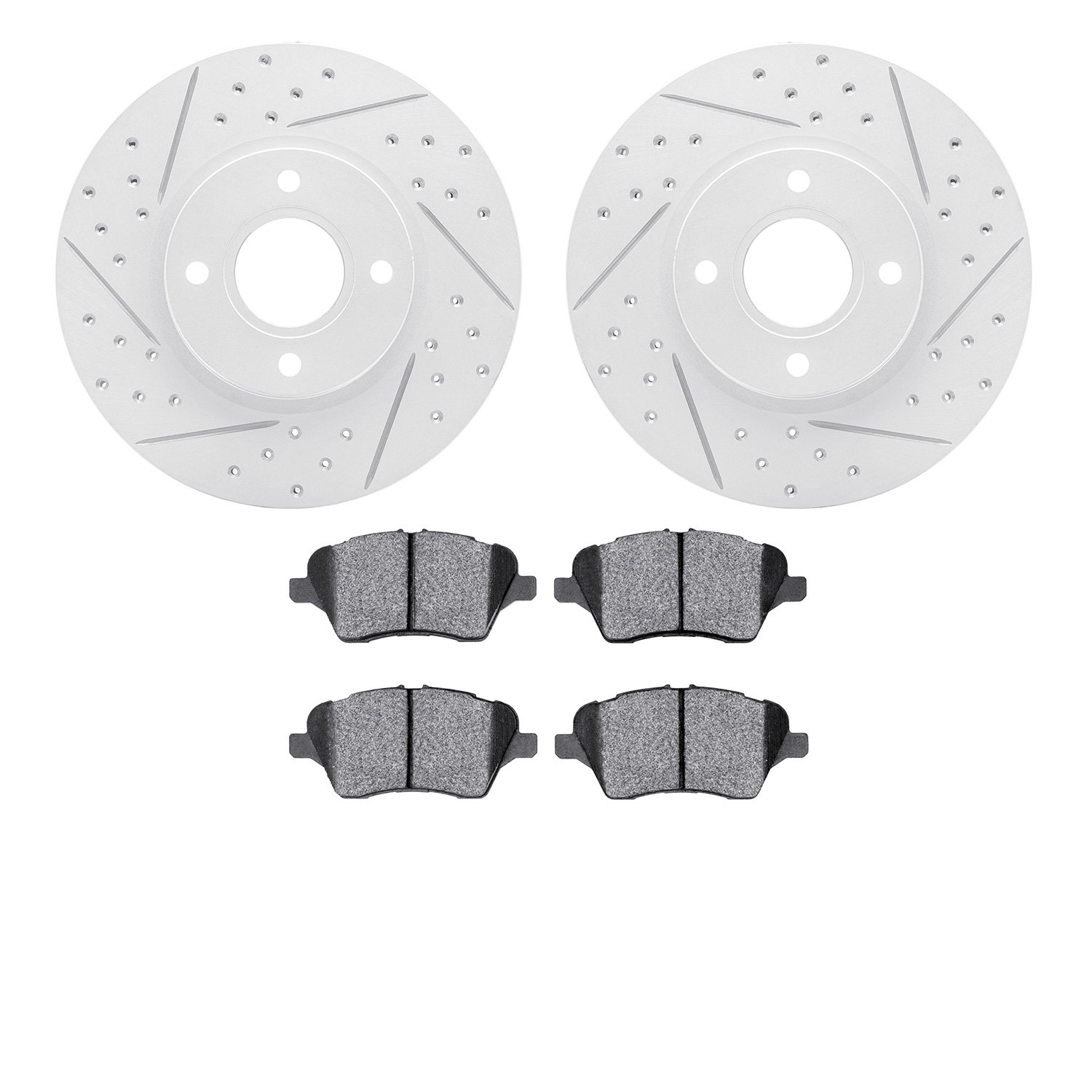 2502-54077 Geoperformance Drilled/Slotted Rotors w/5000 Advanced Brake Pads Kit, 2014-2019 Ford/Lincoln/Mercury/Mazda, Position: