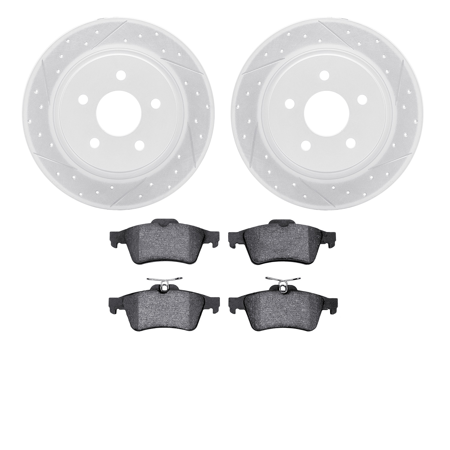 2502-54091 Geoperformance Drilled/Slotted Rotors w/5000 Advanced Brake Pads Kit, 2013-2018 Ford/Lincoln/Mercury/Mazda, Position: