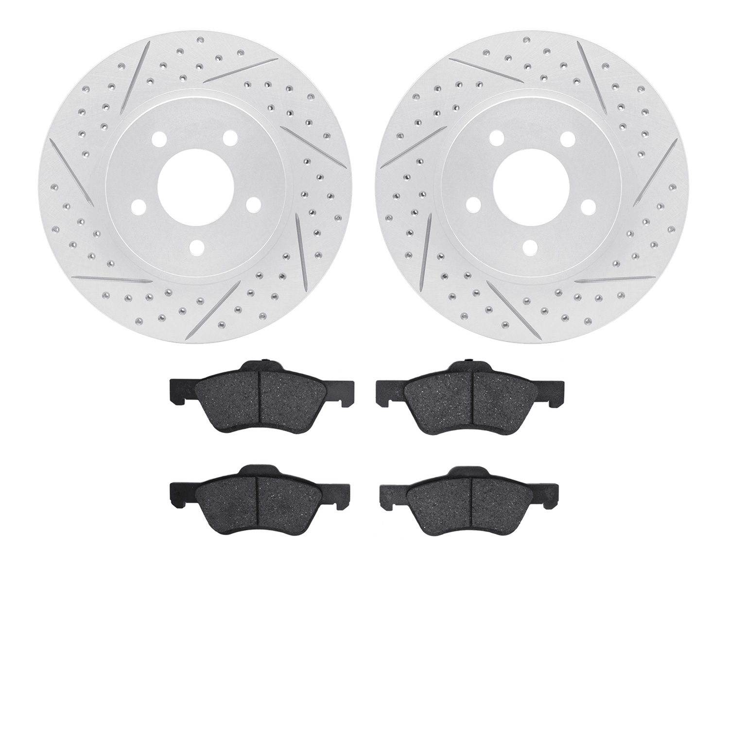 2502-54170 Geoperformance Drilled/Slotted Rotors w/5000 Advanced Brake Pads Kit, 2008-2012 Ford/Lincoln/Mercury/Mazda, Position:
