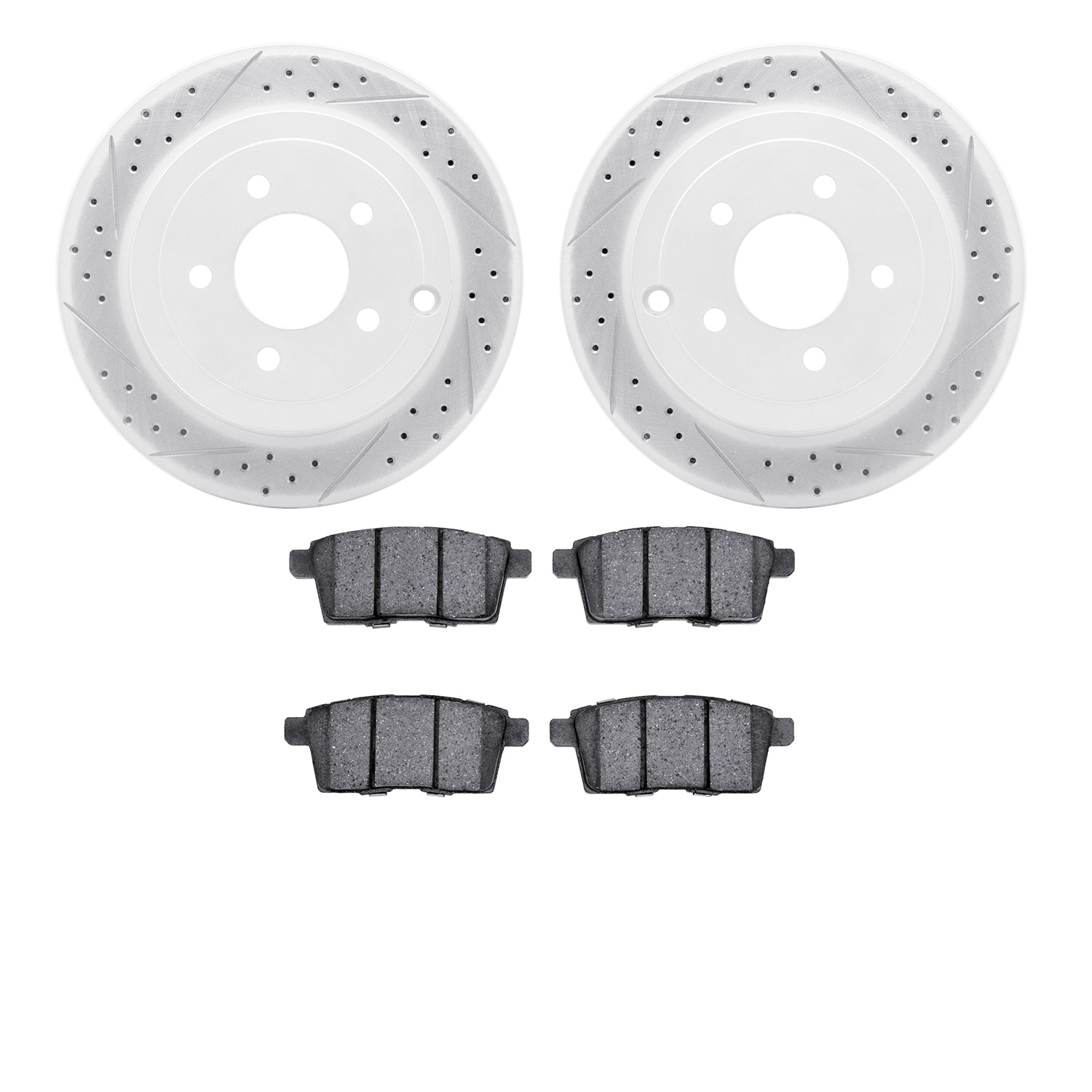 2502-54190 Geoperformance Drilled/Slotted Rotors w/5000 Advanced Brake Pads Kit, 2007-2010 Ford/Lincoln/Mercury/Mazda, Position:
