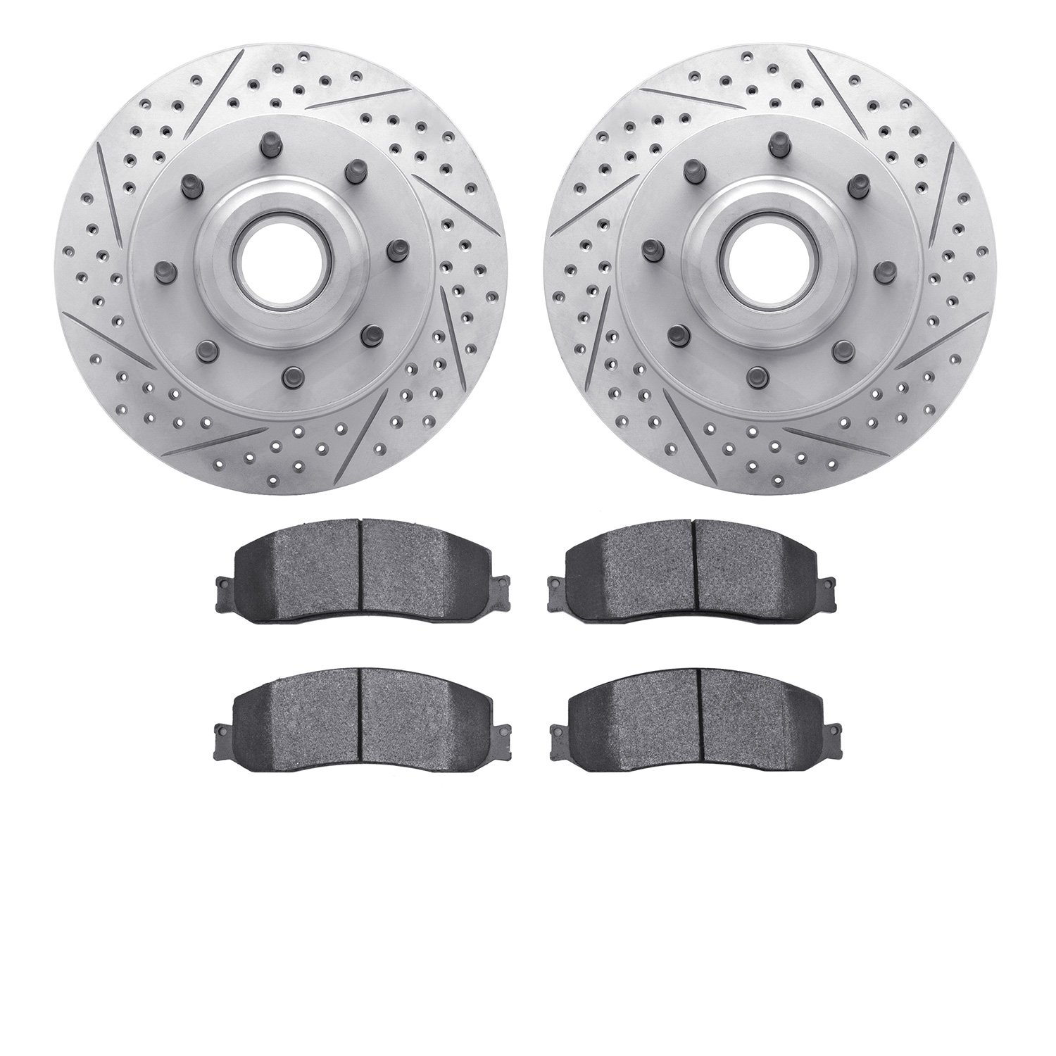 2502-54197 Geoperformance Drilled/Slotted Rotors w/5000 Advanced Brake Pads Kit, 2012-2012 Ford/Lincoln/Mercury/Mazda, Position: