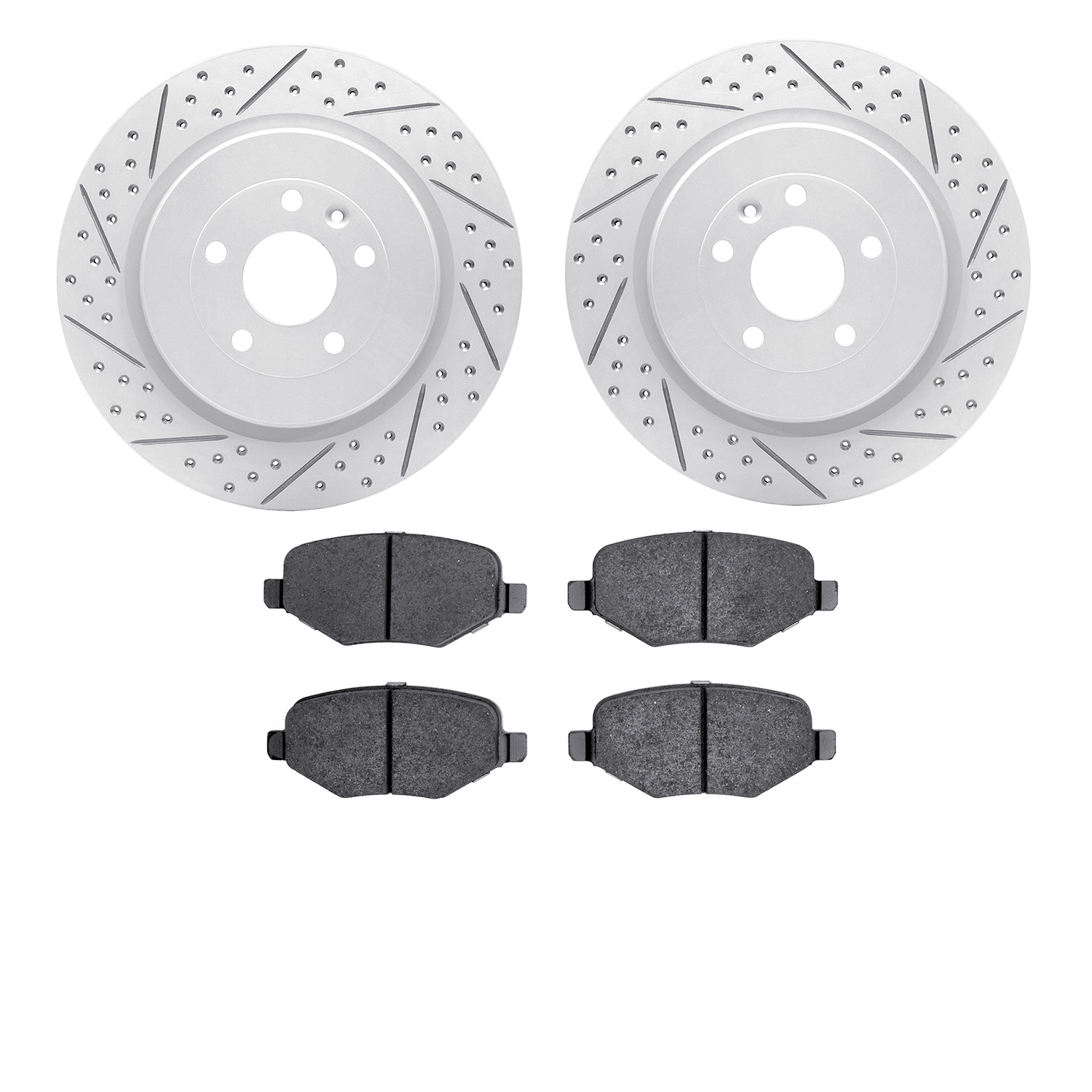 2502-54213 Geoperformance Drilled/Slotted Rotors w/5000 Advanced Brake Pads Kit, 2013-2019 Ford/Lincoln/Mercury/Mazda, Position: