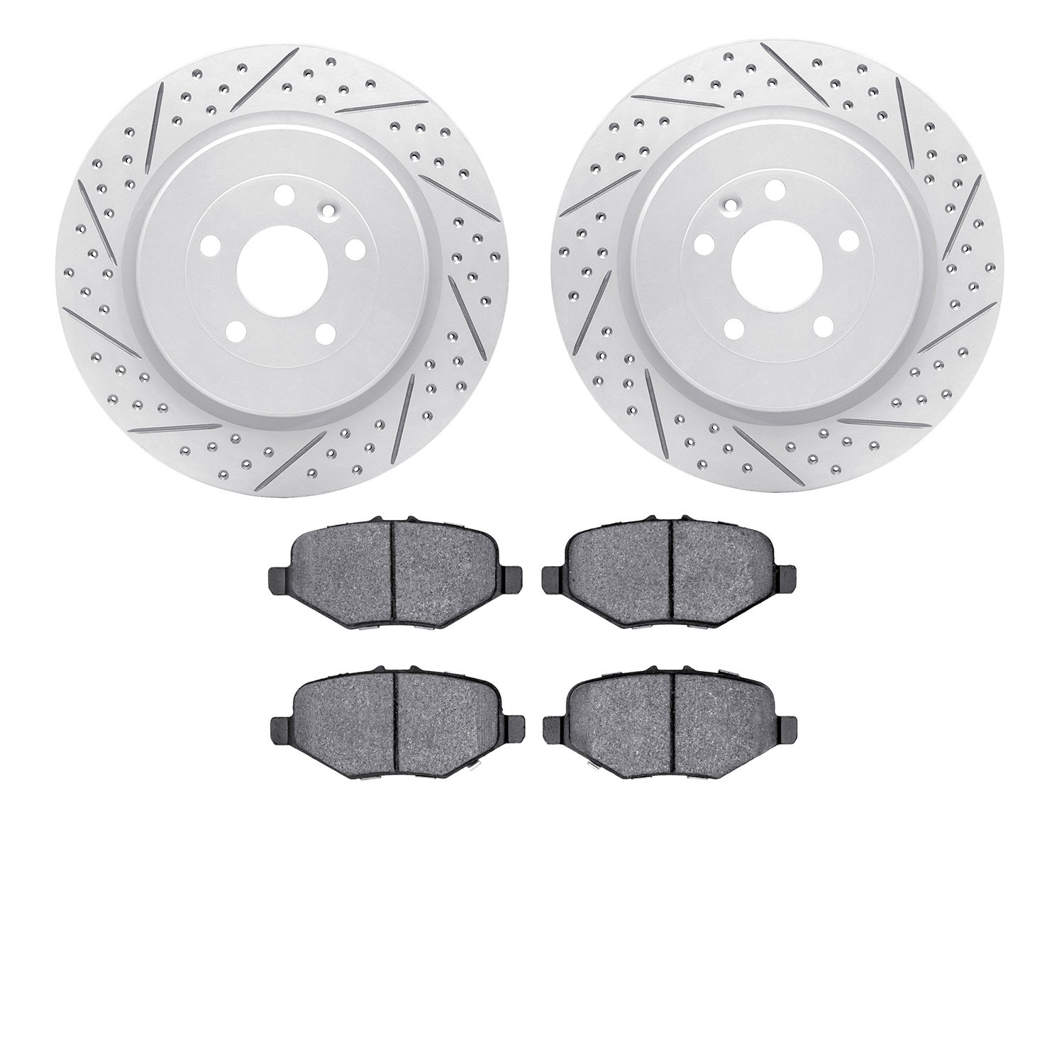 2502-54214 Geoperformance Drilled/Slotted Rotors w/5000 Advanced Brake Pads Kit, 2013-2019 Ford/Lincoln/Mercury/Mazda, Position: