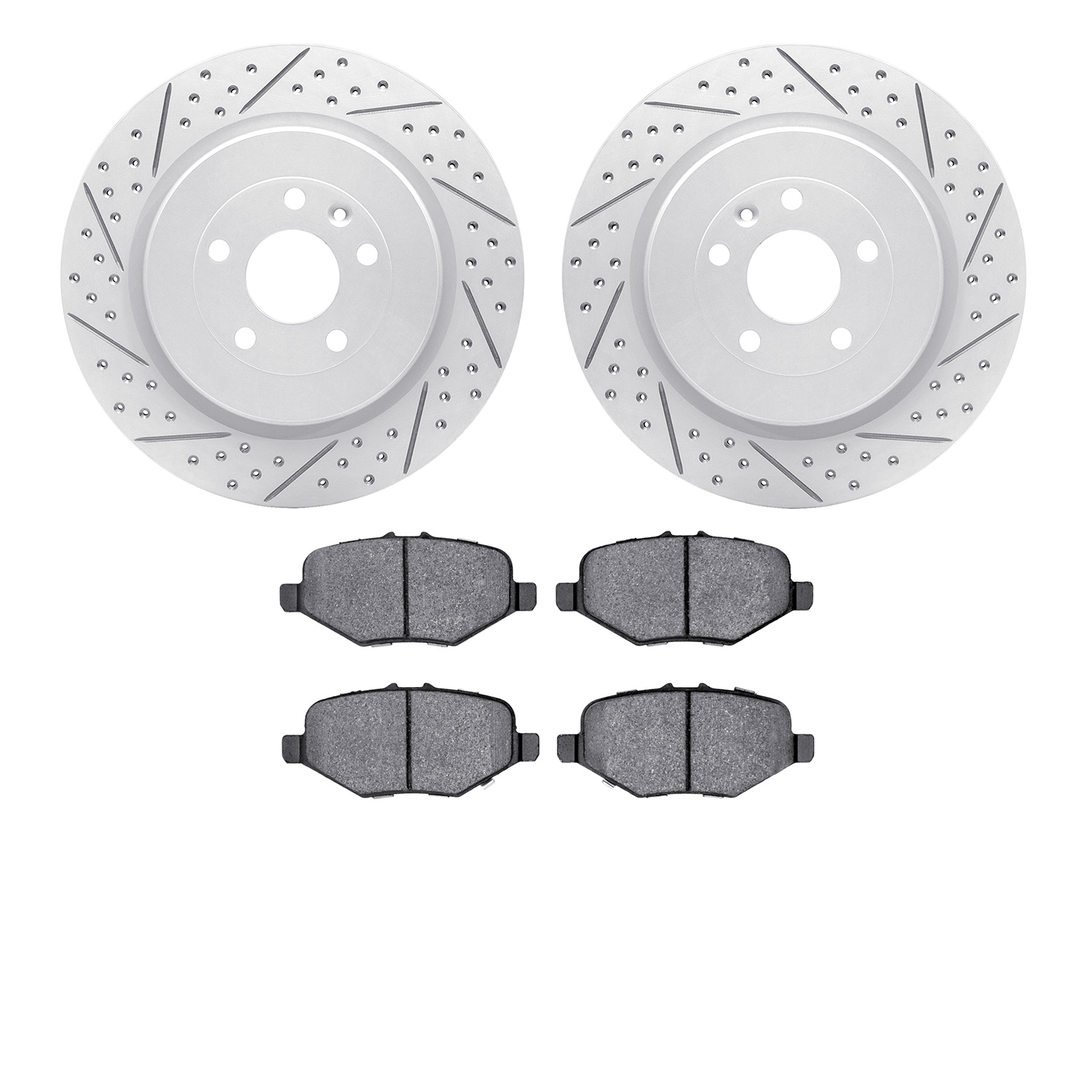 2502-54215 Geoperformance Drilled/Slotted Rotors w/5000 Advanced Brake Pads Kit, 2013-2019 Ford/Lincoln/Mercury/Mazda, Position: