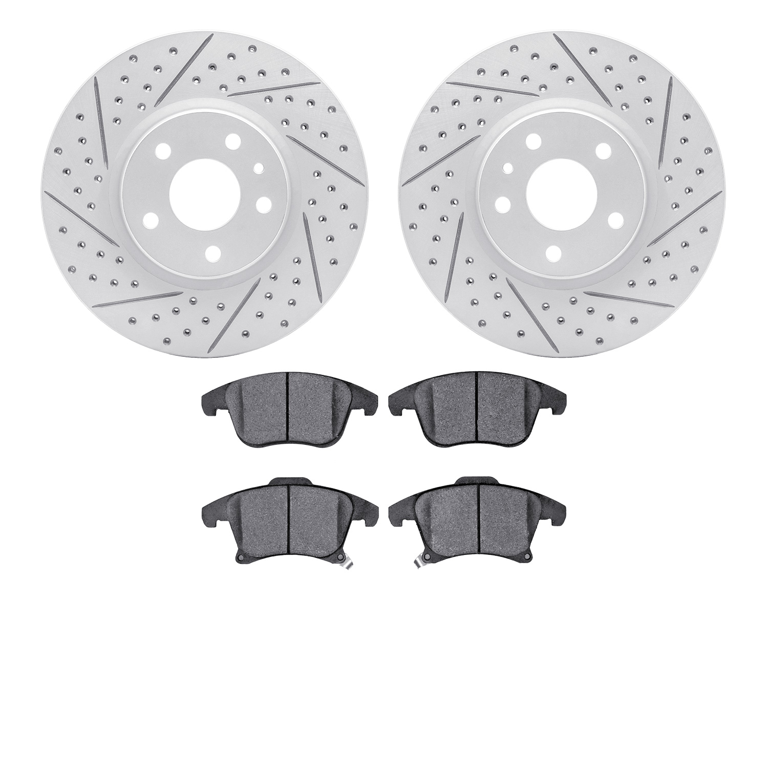 2502-54239 Geoperformance Drilled/Slotted Rotors w/5000 Advanced Brake Pads Kit, 2013-2020 Ford/Lincoln/Mercury/Mazda, Position: