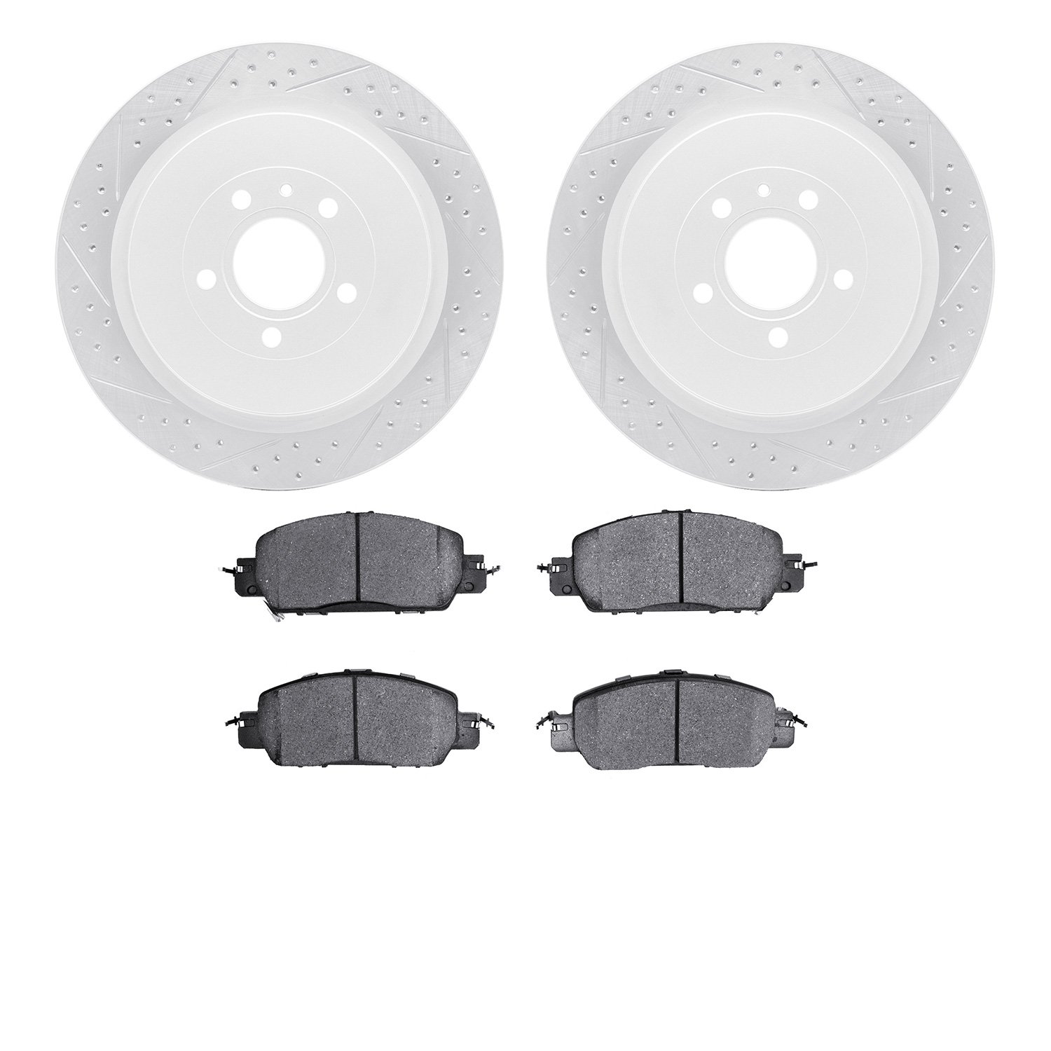 2502-54240 Geoperformance Drilled/Slotted Rotors w/5000 Advanced Brake Pads Kit, 2013-2014 Ford/Lincoln/Mercury/Mazda, Position:
