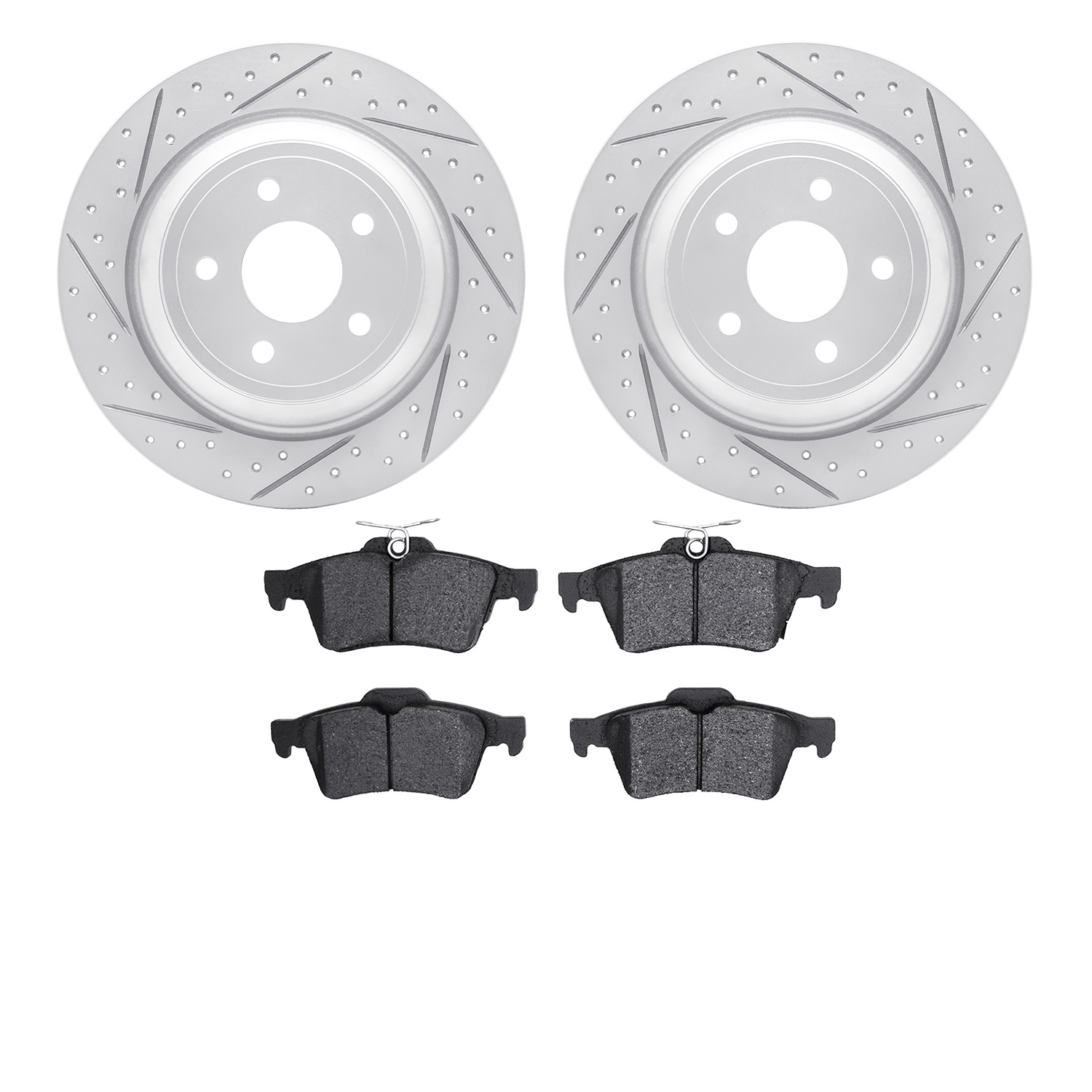 2502-54243 Geoperformance Drilled/Slotted Rotors w/5000 Advanced Brake Pads Kit, 2016-2018 Ford/Lincoln/Mercury/Mazda, Position: