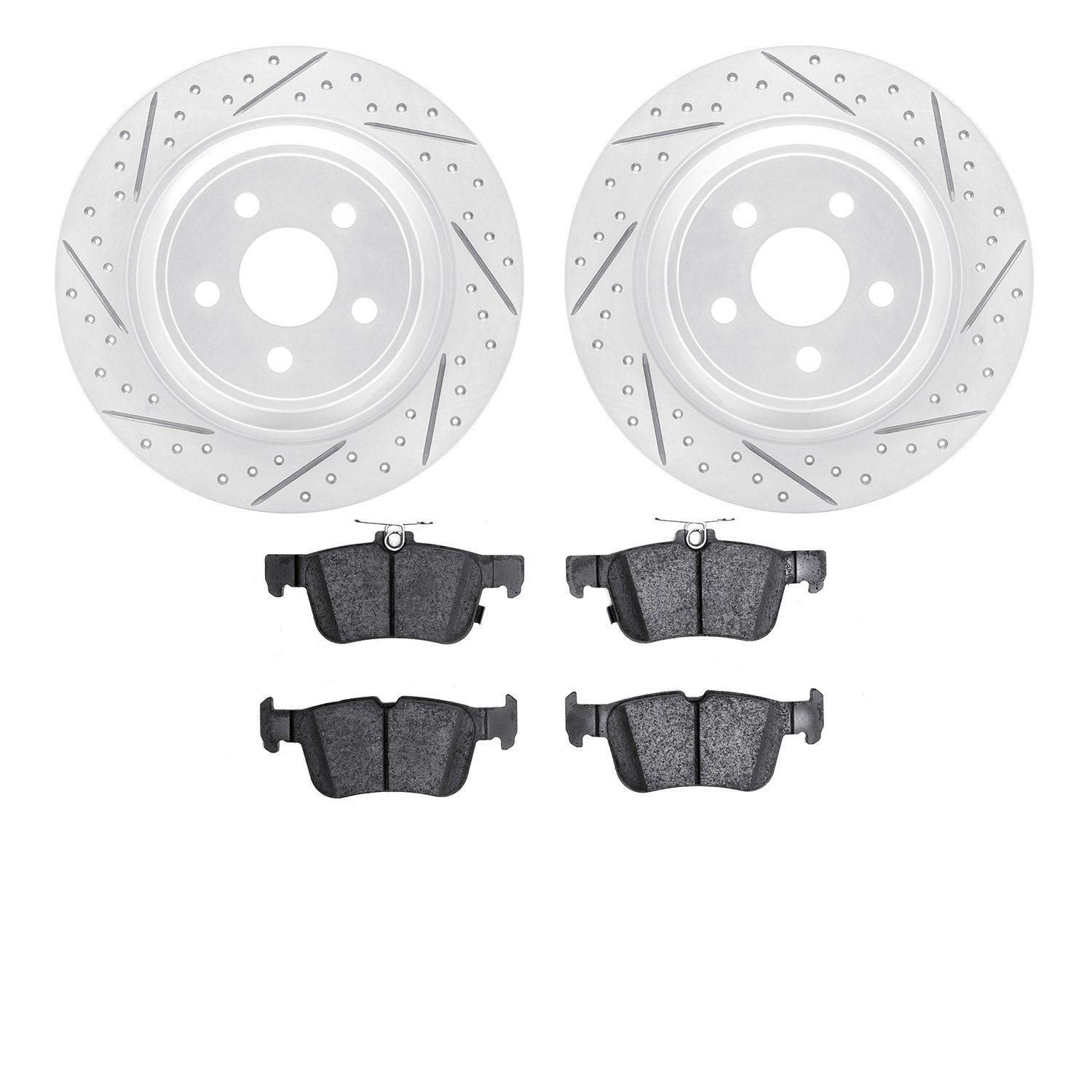 2502-55009 Geoperformance Drilled/Slotted Rotors w/5000 Advanced Brake Pads Kit, Fits Select Ford/Lincoln/Mercury/Mazda, Positio