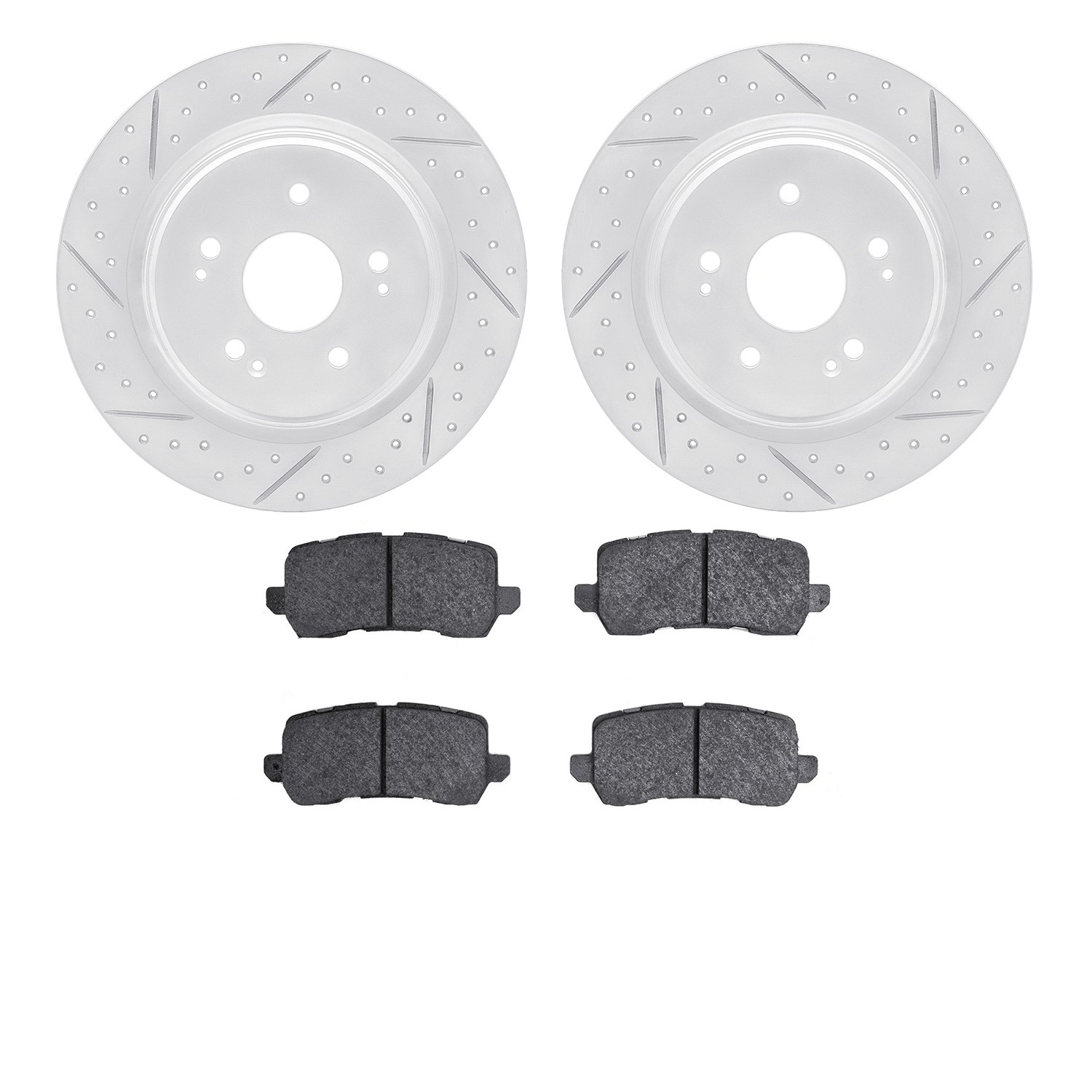 2502-58023 Geoperformance Drilled/Slotted Rotors w/5000 Advanced Brake Pads Kit, 2015-2020 Acura/Honda, Position: Rear