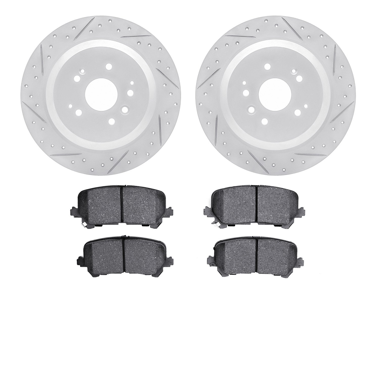 2502-58033 Geoperformance Drilled/Slotted Rotors w/5000 Advanced Brake Pads Kit, 2014-2016 Acura/Honda, Position: Rear