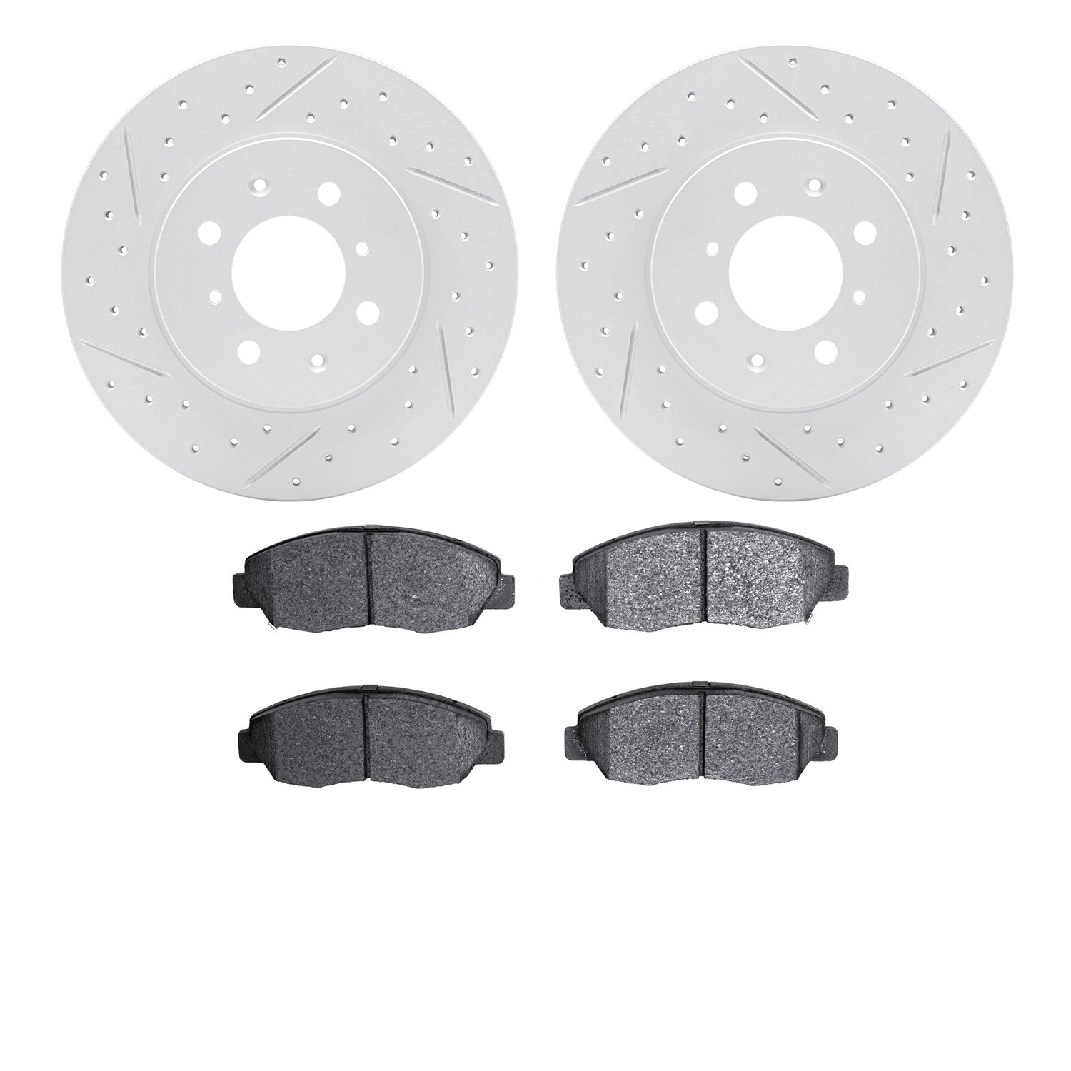 2502-59012 Geoperformance Drilled/Slotted Rotors w/5000 Advanced Brake Pads Kit, 1996-2014 Acura/Honda, Position: Front