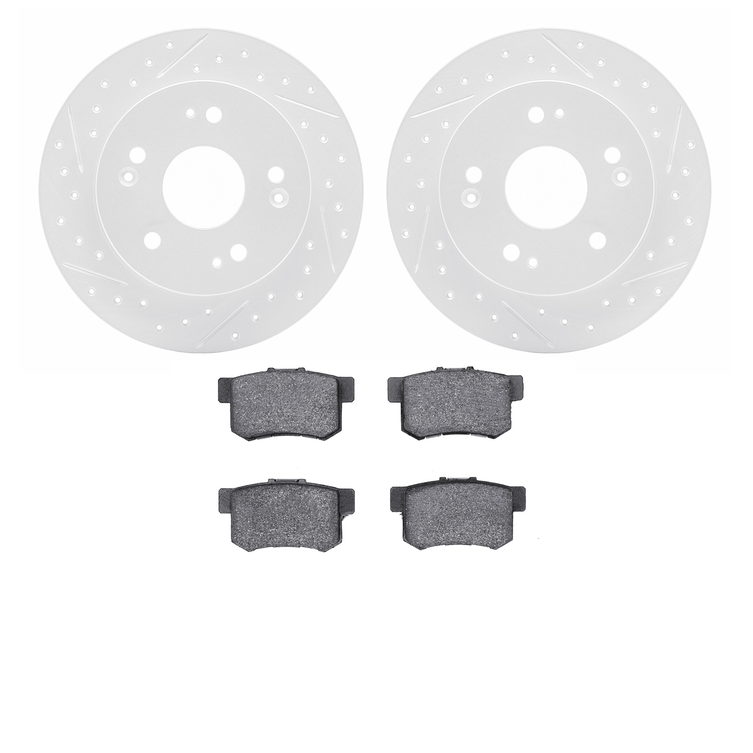 2502-59020 Geoperformance Drilled/Slotted Rotors w/5000 Advanced Brake Pads Kit, 1997-2015 Acura/Honda, Position: Rear