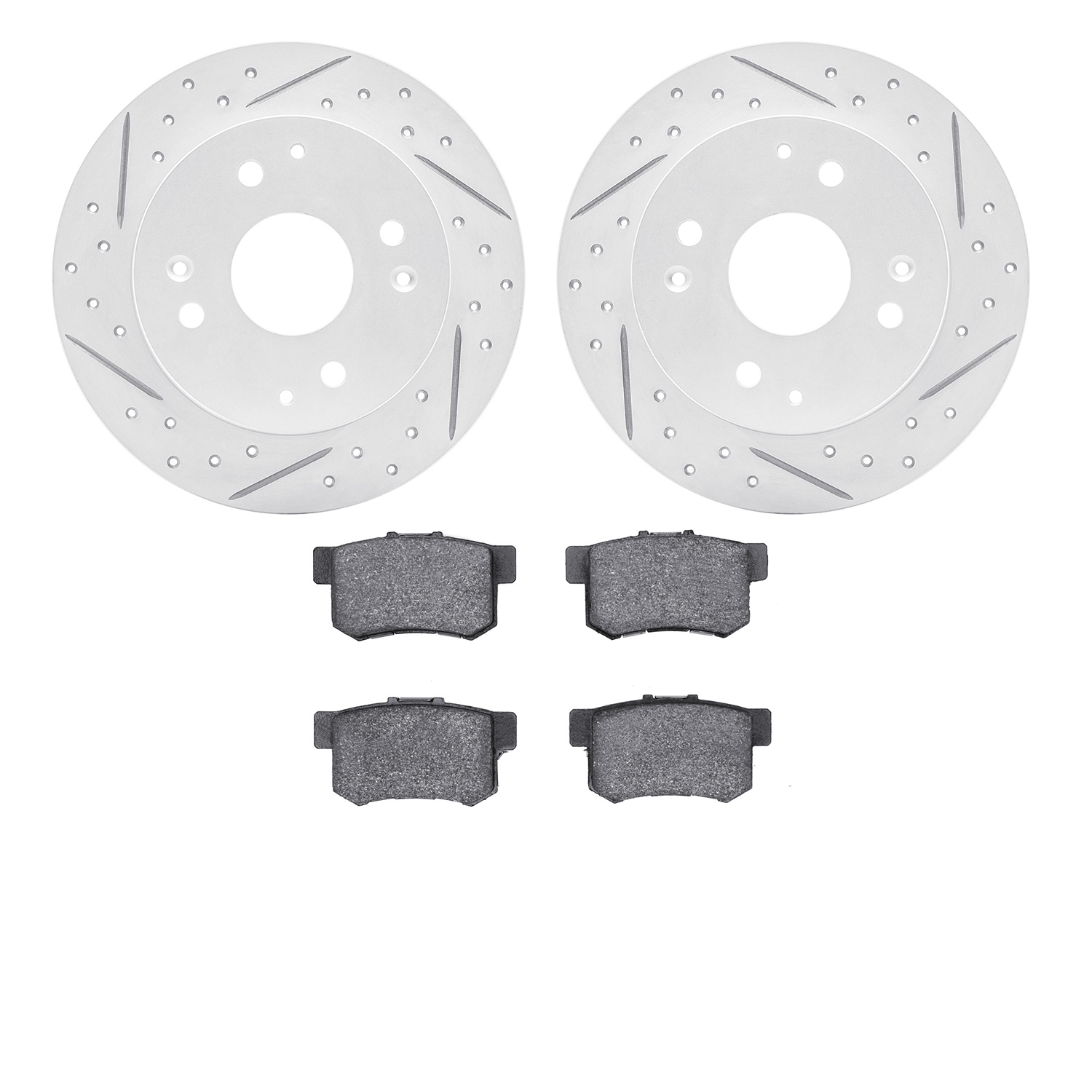 2502-59021 Geoperformance Drilled/Slotted Rotors w/5000 Advanced Brake Pads Kit, 1998-2002 Acura/Honda, Position: Rear