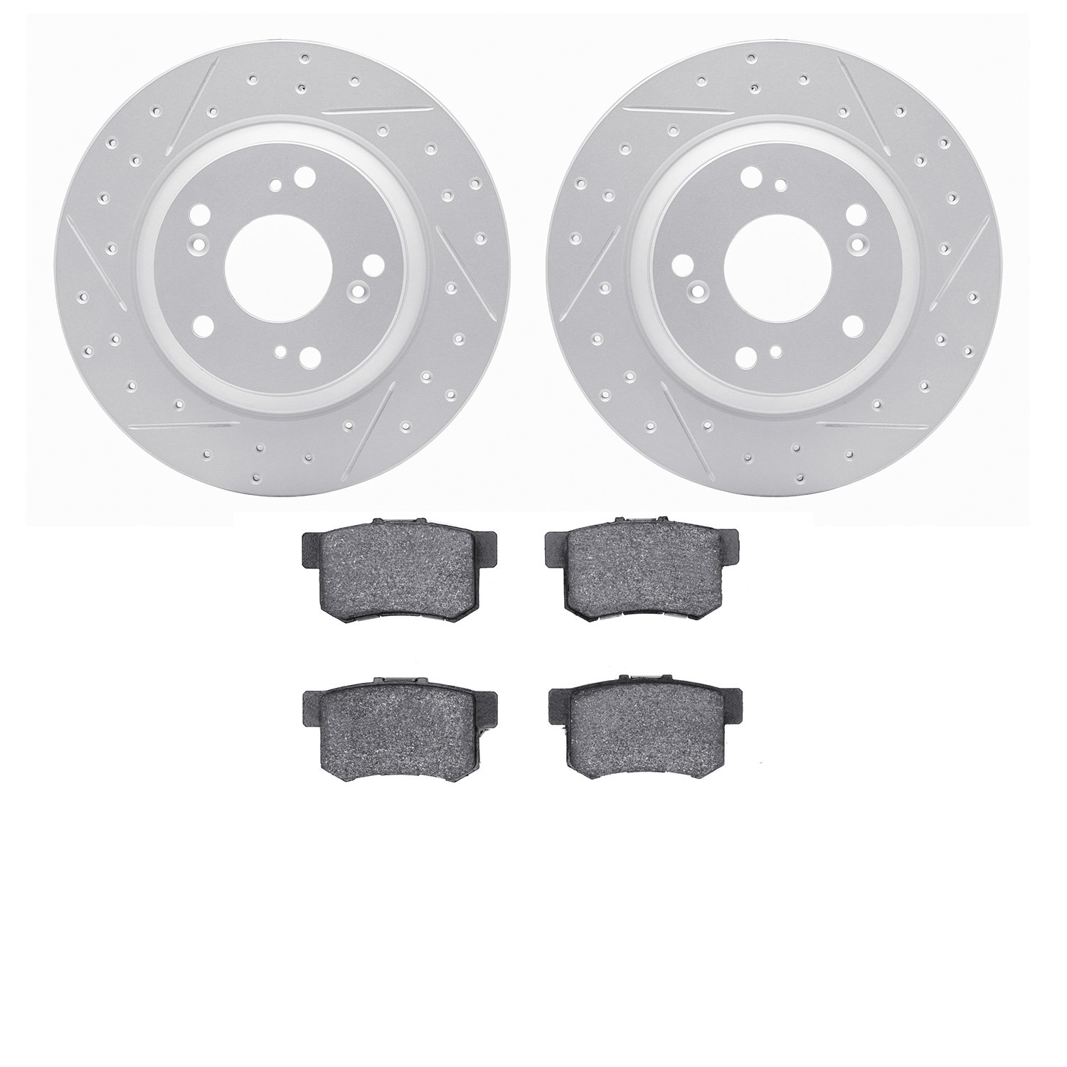 2502-59025 Geoperformance Drilled/Slotted Rotors w/5000 Advanced Brake Pads Kit, 2000-2009 Acura/Honda, Position: Rear