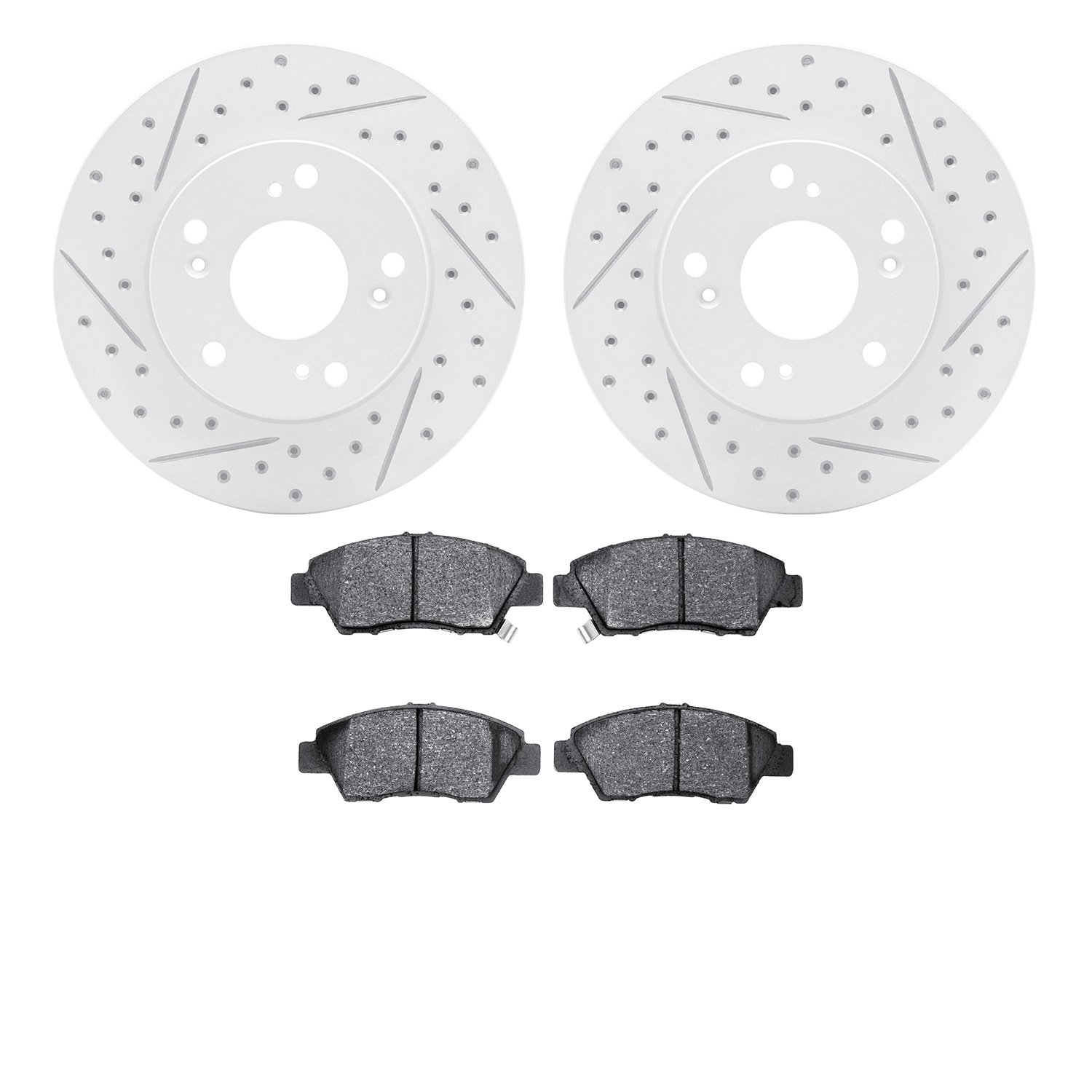 2502-59028 Geoperformance Drilled/Slotted Rotors w/5000 Advanced Brake Pads Kit, 2011-2015 Acura/Honda, Position: Front